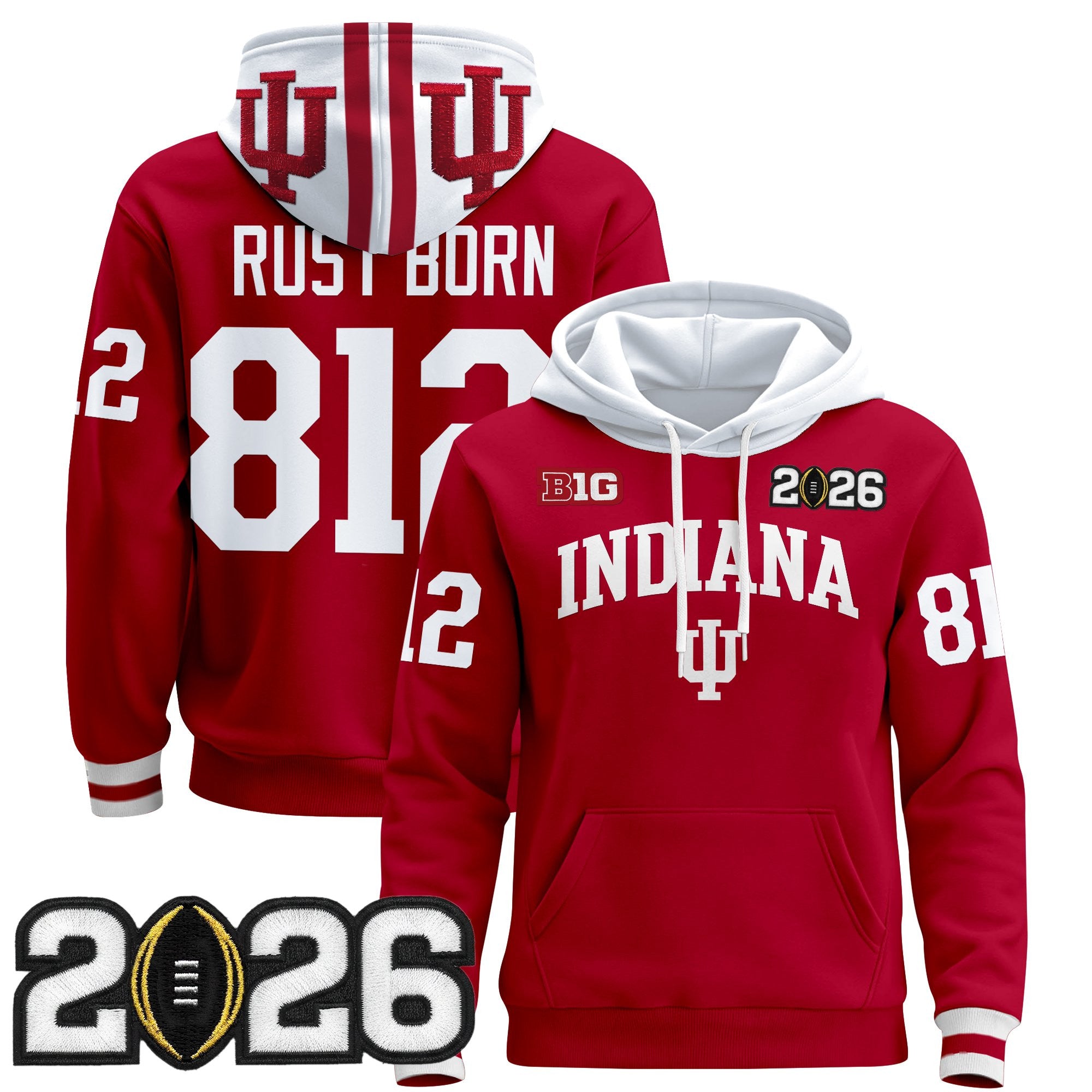 Men's Indiana Hoosiers 2026 CFP Final Patch Premium Pullover Hoodie - All Stitched