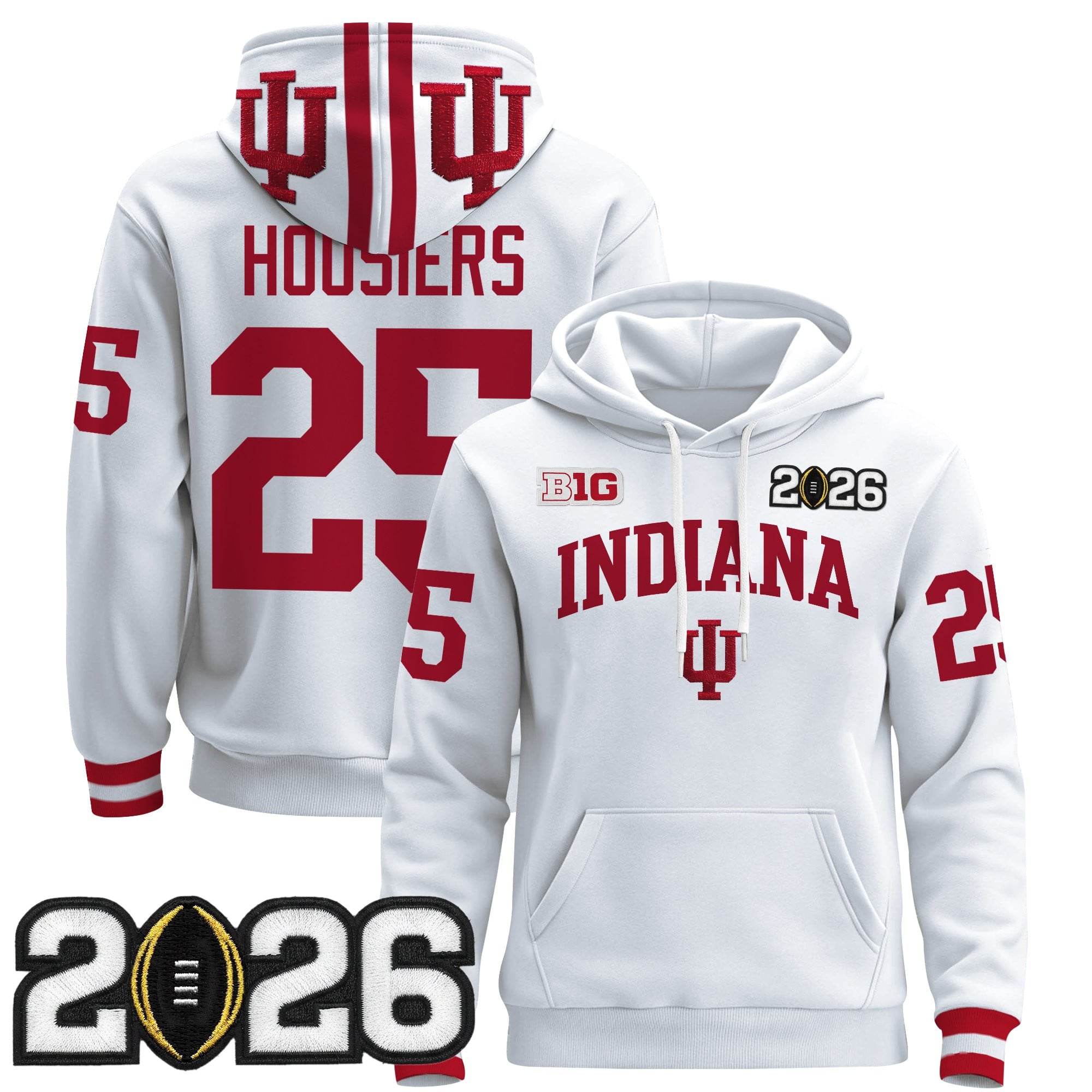 Men's Indiana Hoosiers 2026 CFP Final Patch Premium Pullover Hoodie - All Stitched