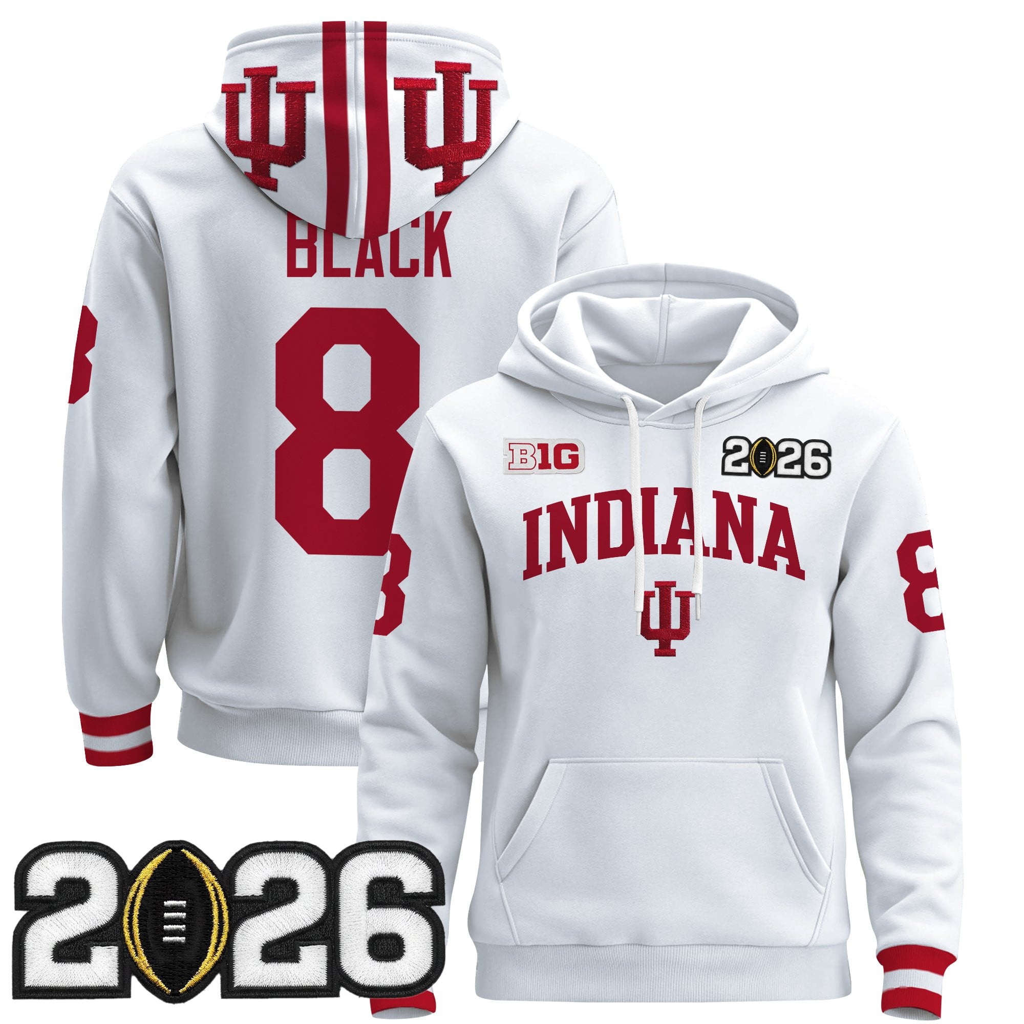 Men's Indiana Hoosiers 2026 CFP Final Patch Premium Pullover Hoodie - All Stitched