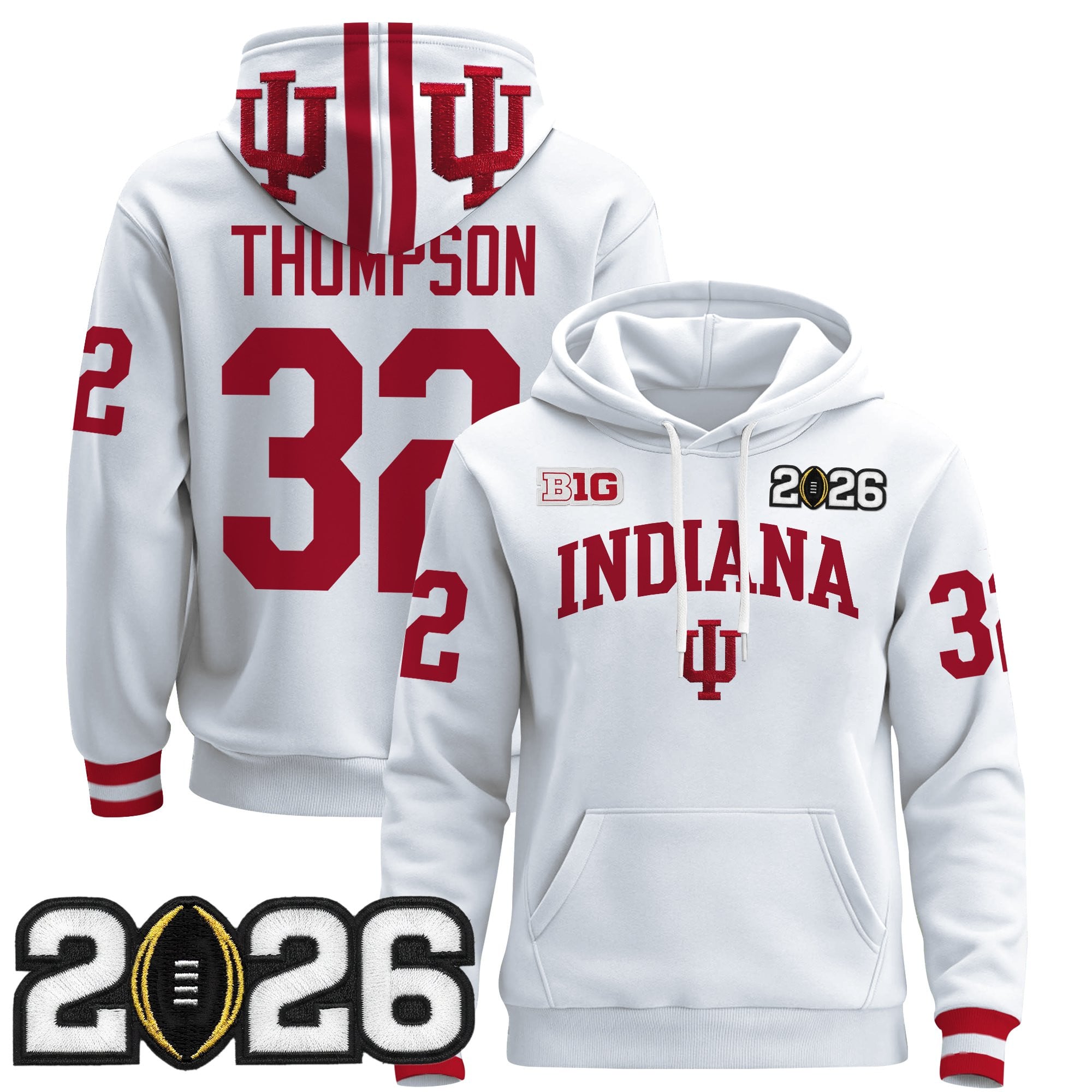 Men's Indiana Hoosiers 2026 CFP Final Patch Premium Pullover Hoodie - All Stitched