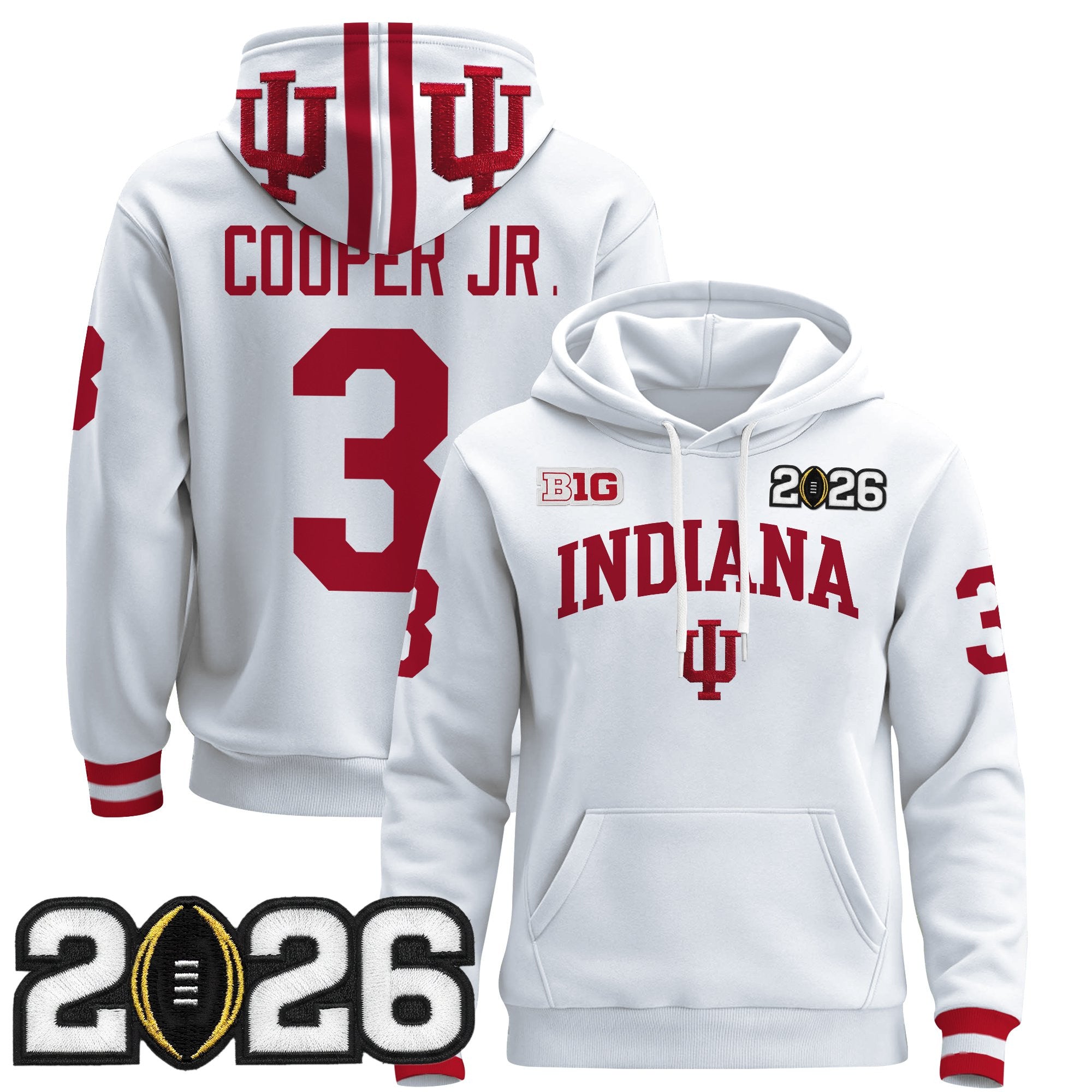 Men's Indiana Hoosiers 2026 CFP Final Patch Premium Pullover Hoodie - All Stitched