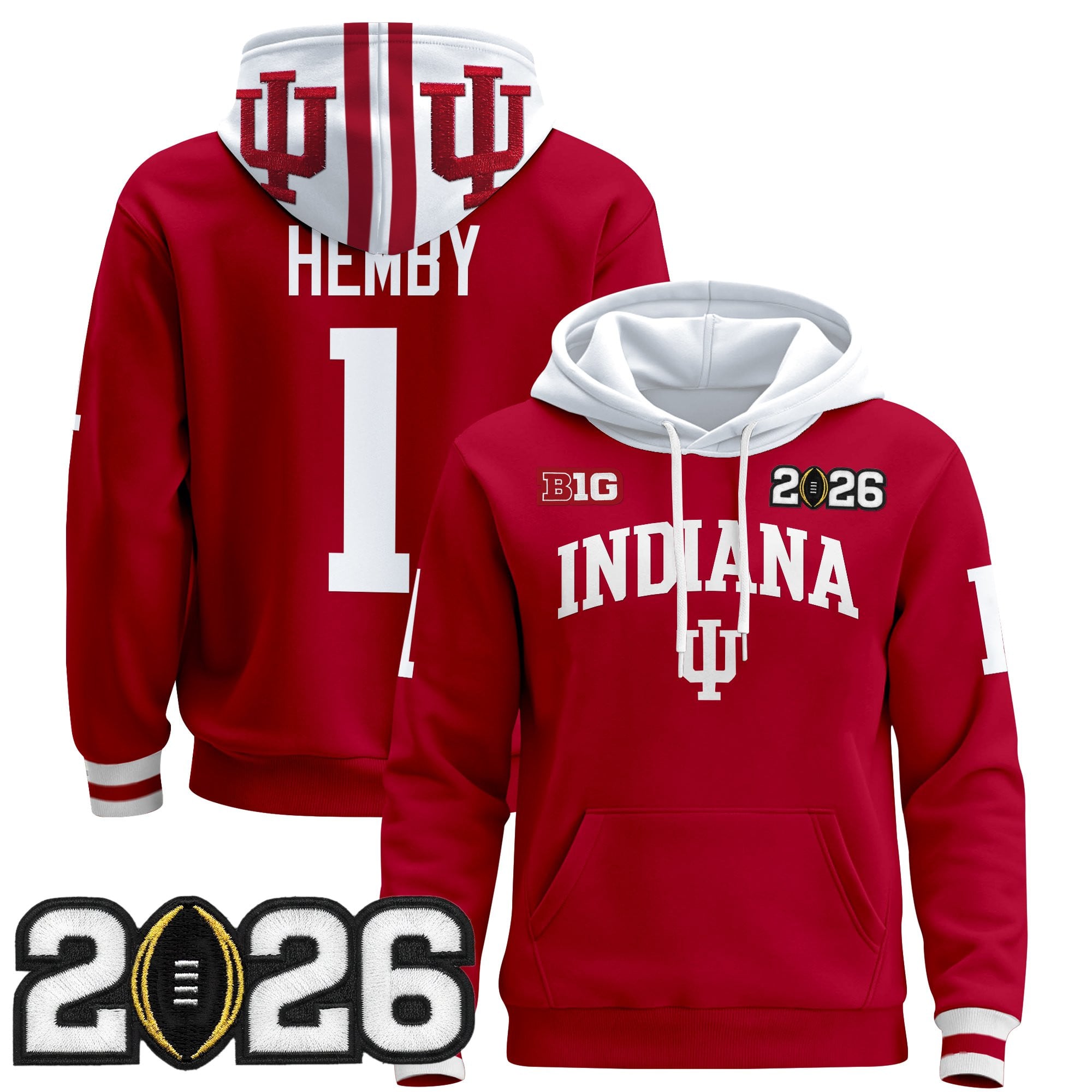 Men's Indiana Hoosiers 2026 CFP Final Patch Premium Pullover Hoodie - All Stitched