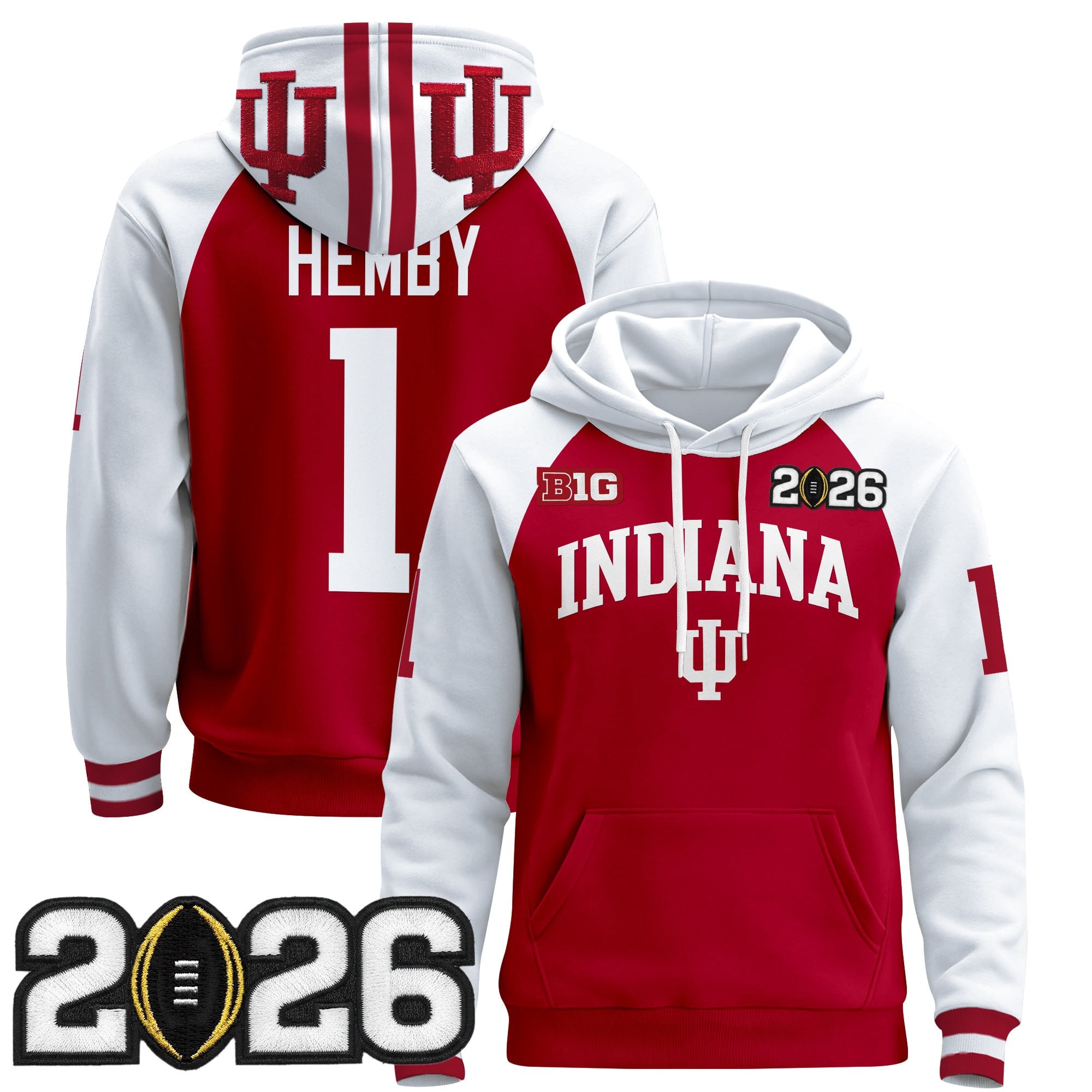 Men's Indiana Hoosiers 2026 CFP Final Patch Premium Pullover Hoodie - All Stitched