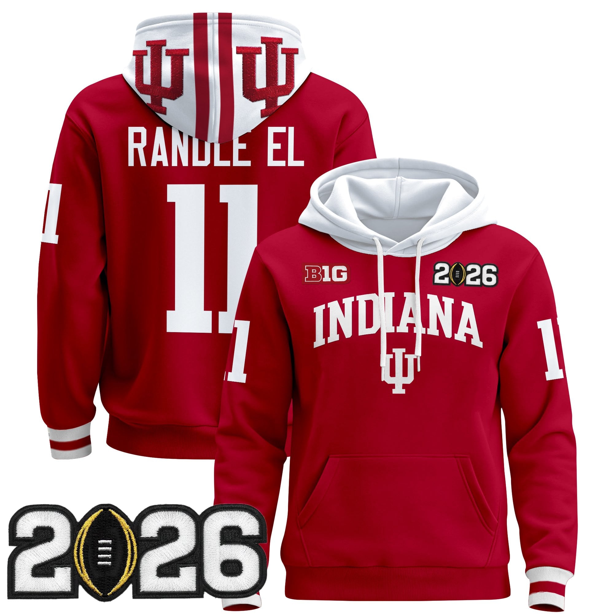 Men's Indiana Hoosiers 2026 CFP Final Patch Premium Pullover Hoodie - All Stitched