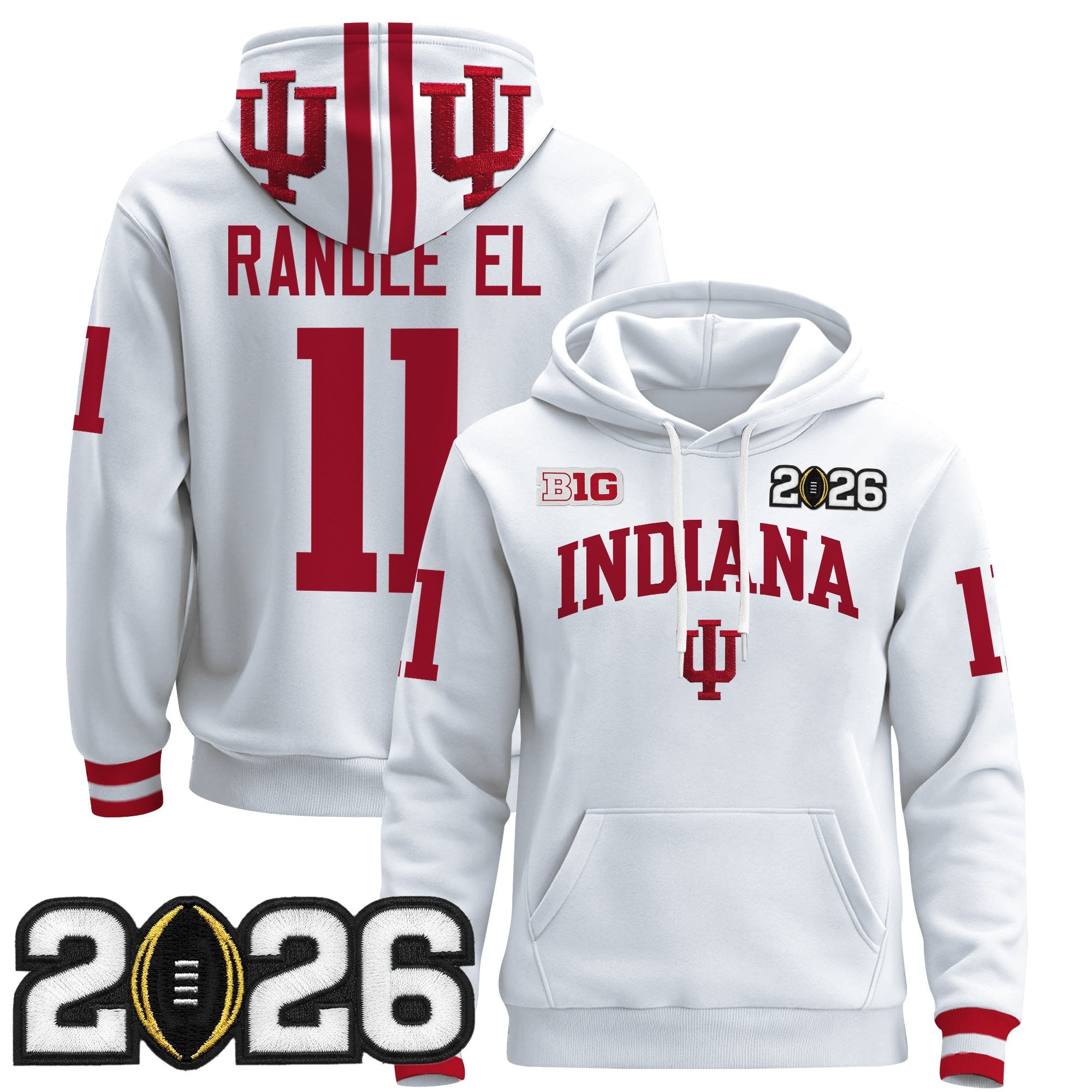 Men's Indiana Hoosiers 2026 CFP Final Patch Premium Pullover Hoodie - All Stitched