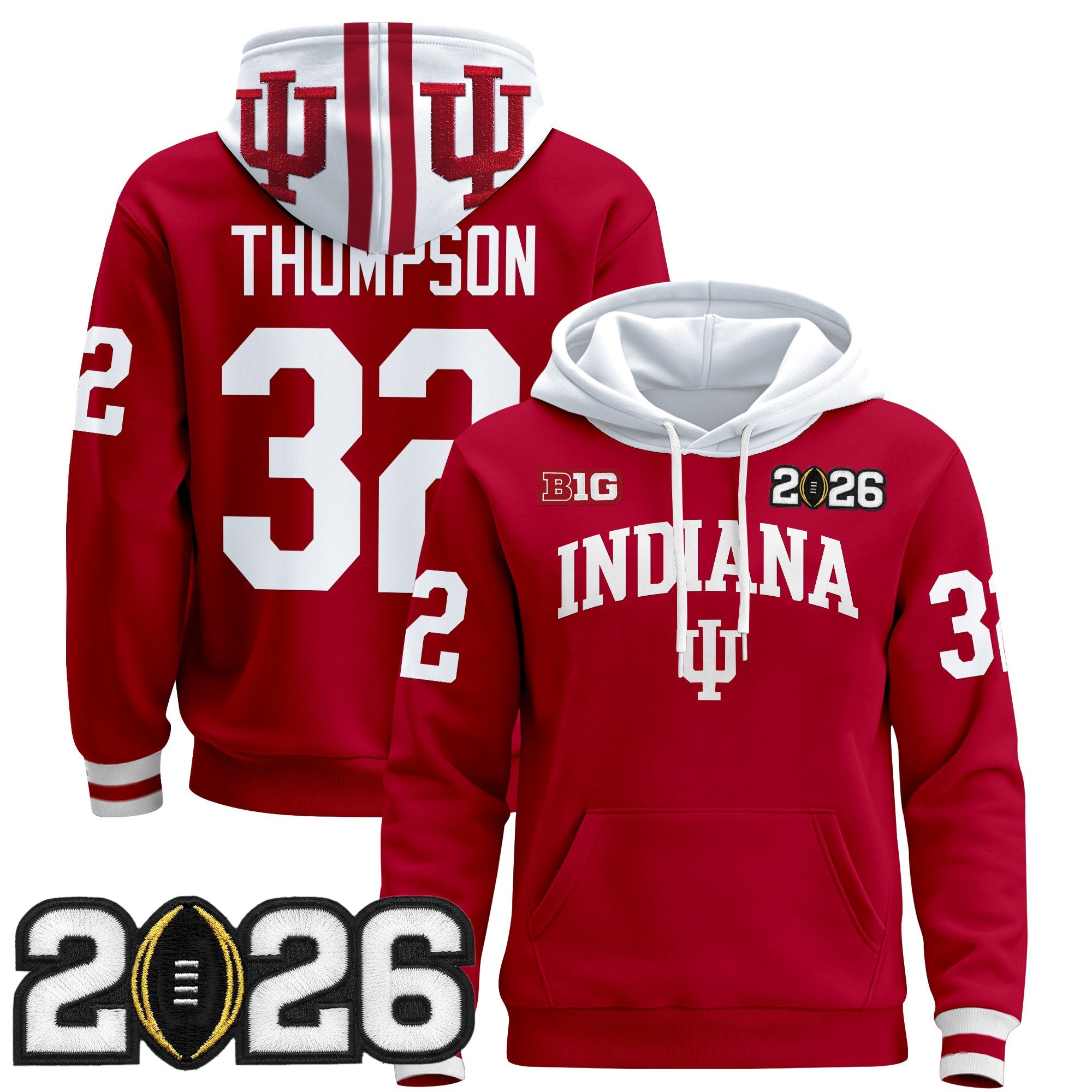 Men's Indiana Hoosiers 2026 CFP Final Patch Premium Pullover Hoodie - All Stitched