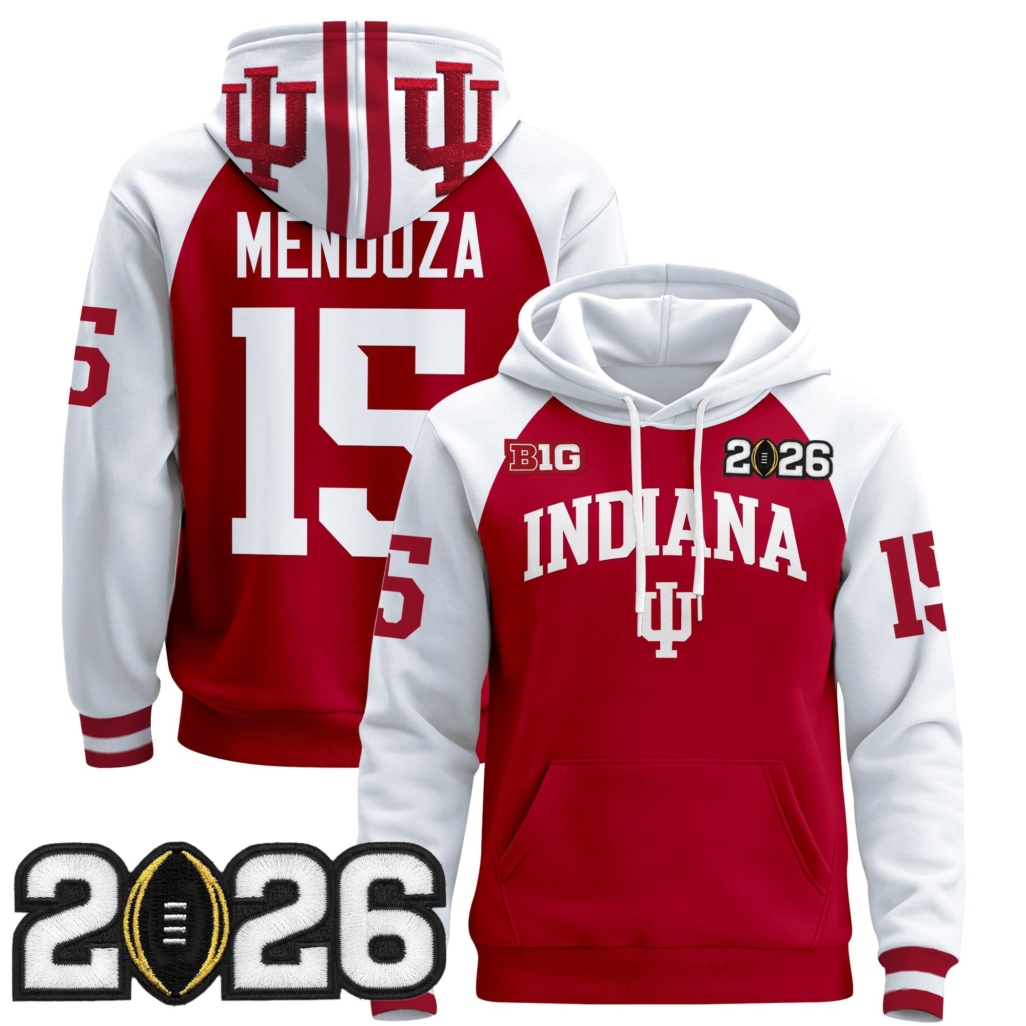 Men's Indiana Hoosiers 2026 CFP Final Patch Premium Pullover Hoodie - All Stitched