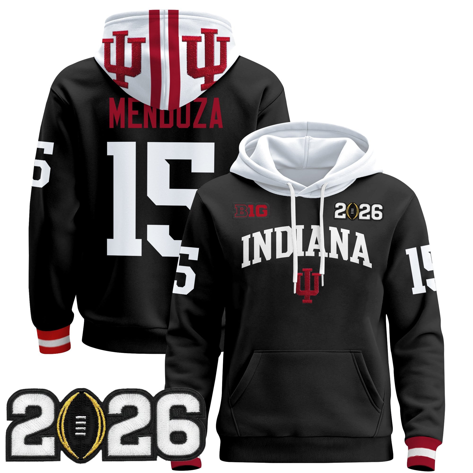 Men's Indiana Hoosiers 2026 CFP Final Patch Premium Pullover Hoodie - All Stitched