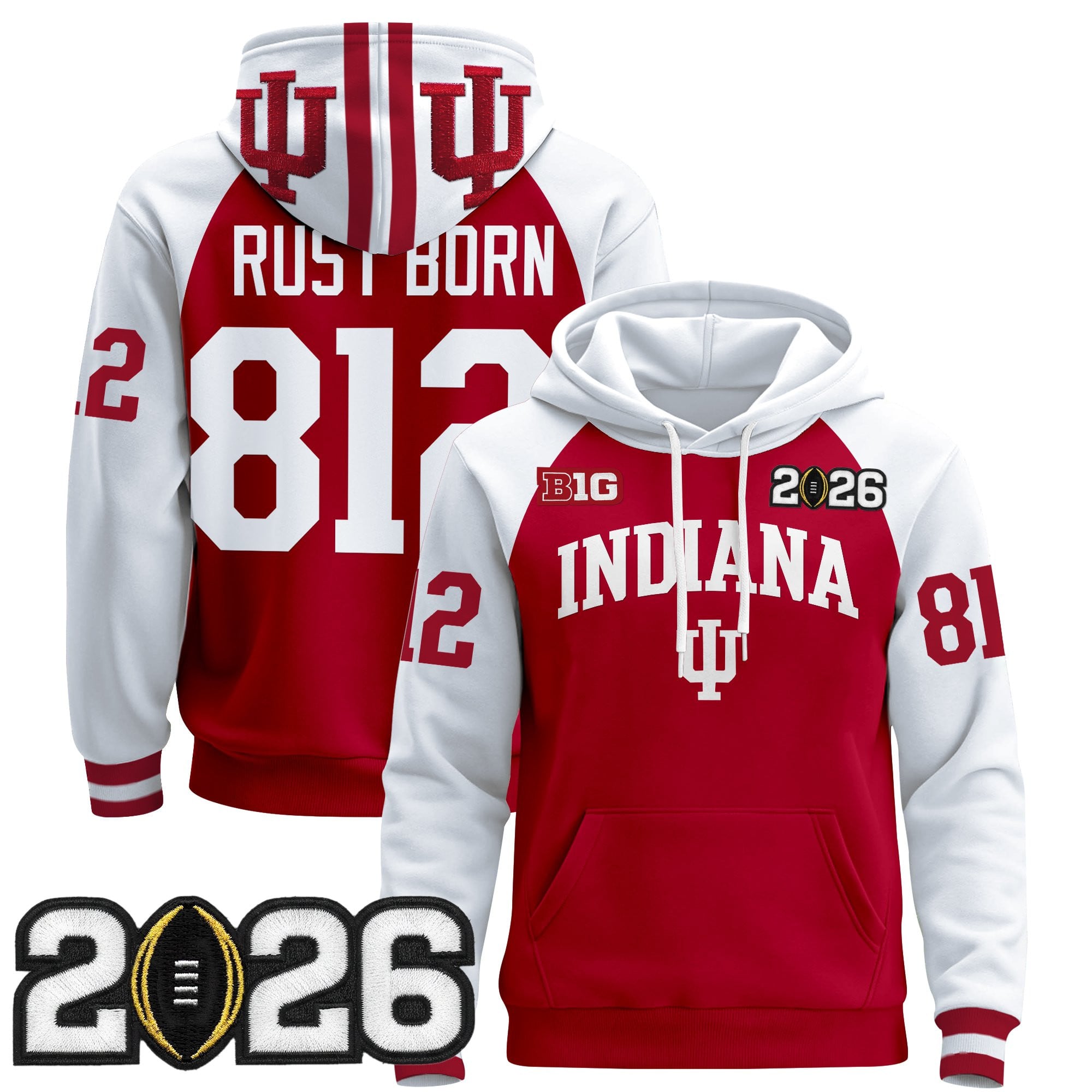 Men's Indiana Hoosiers 2026 CFP Final Patch Premium Pullover Hoodie - All Stitched