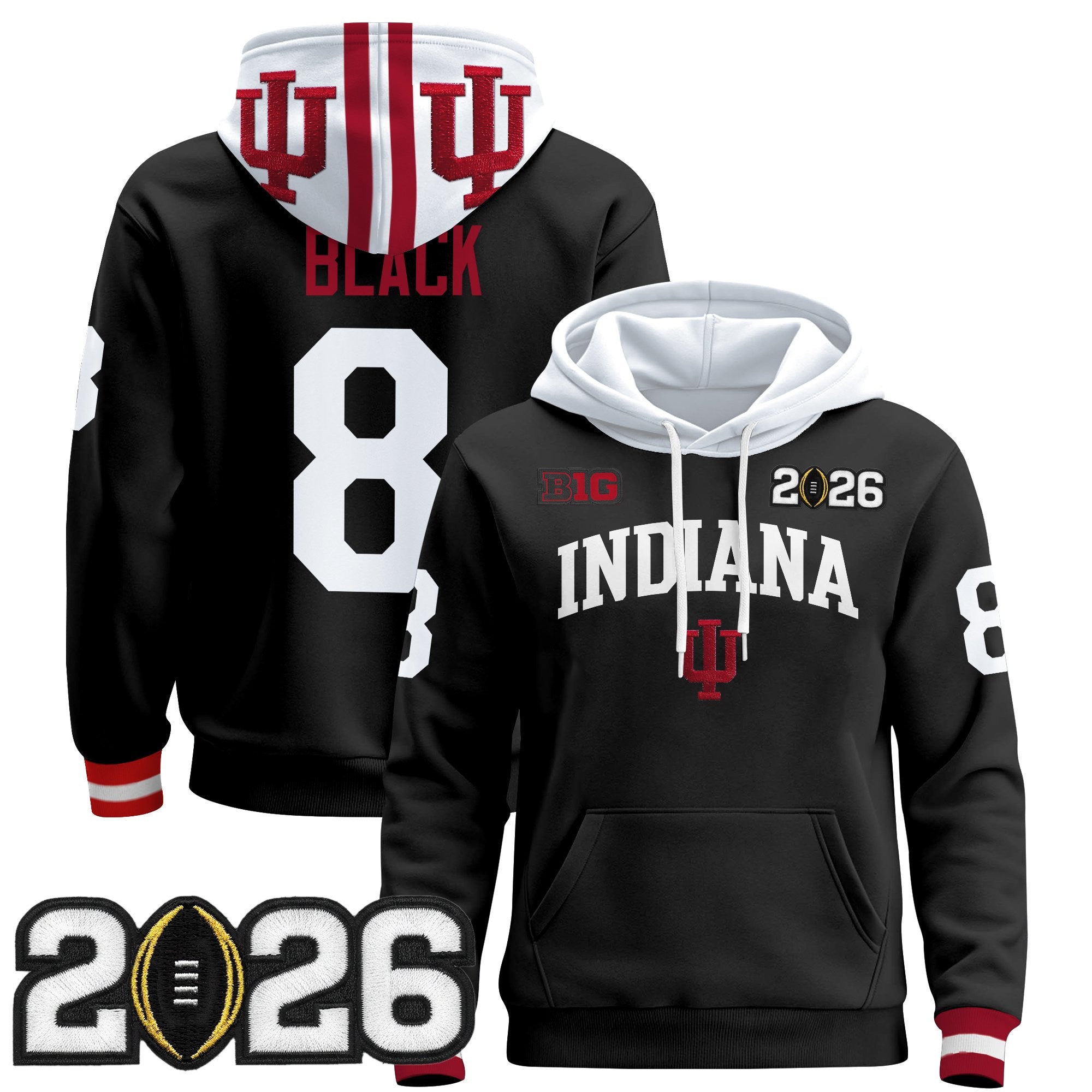 Men's Indiana Hoosiers 2026 CFP Final Patch Premium Pullover Hoodie - All Stitched