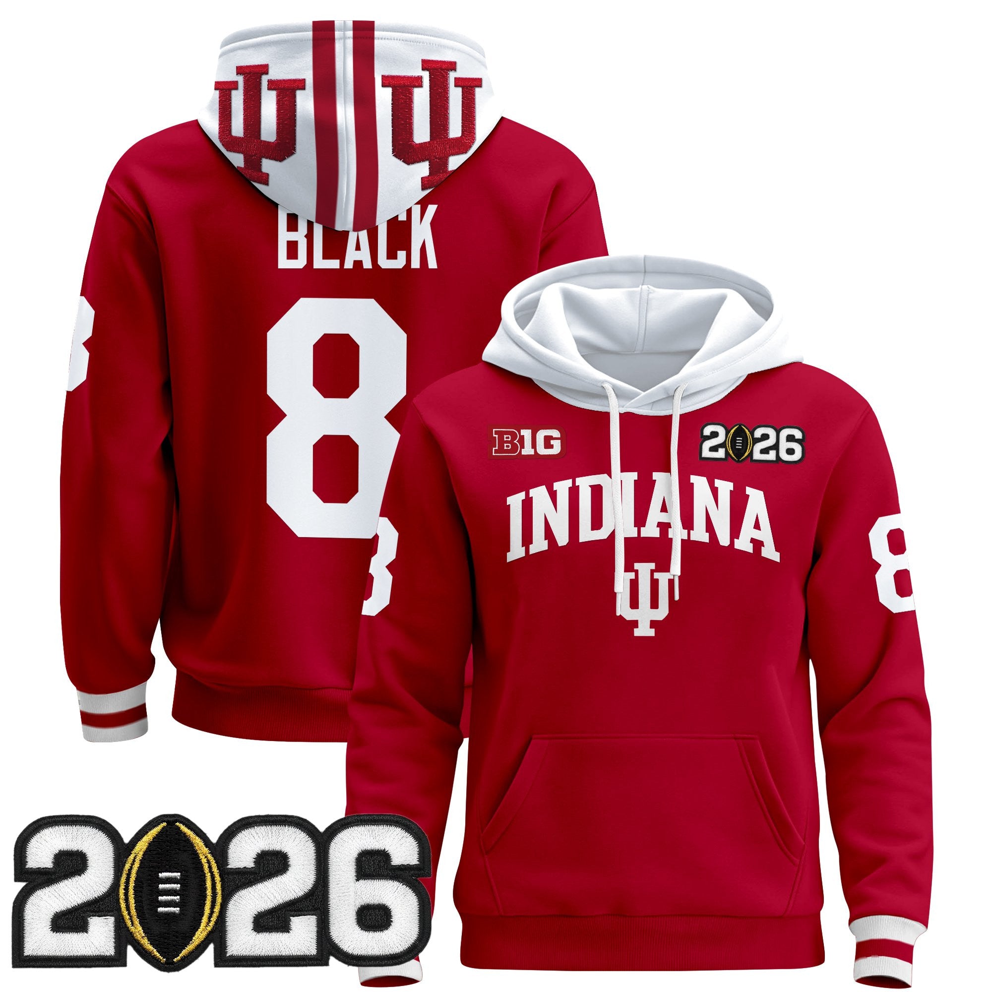 Men's Indiana Hoosiers 2026 CFP Final Patch Premium Pullover Hoodie - All Stitched