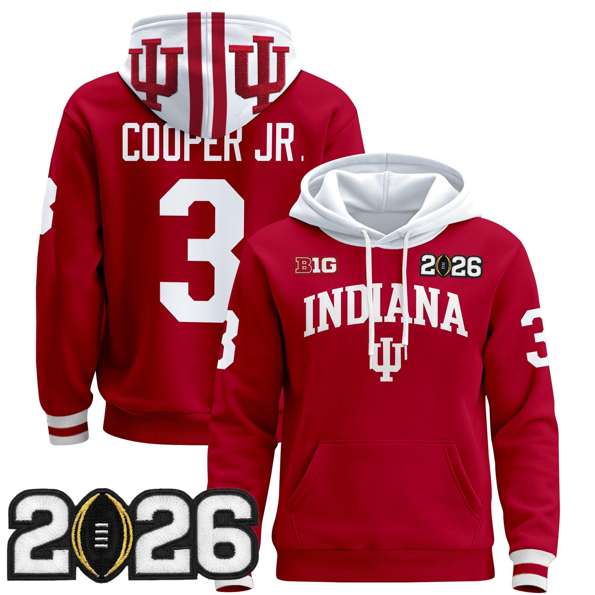 Men's Indiana Hoosiers 2026 CFP Final Patch Premium Pullover Hoodie - All Stitched