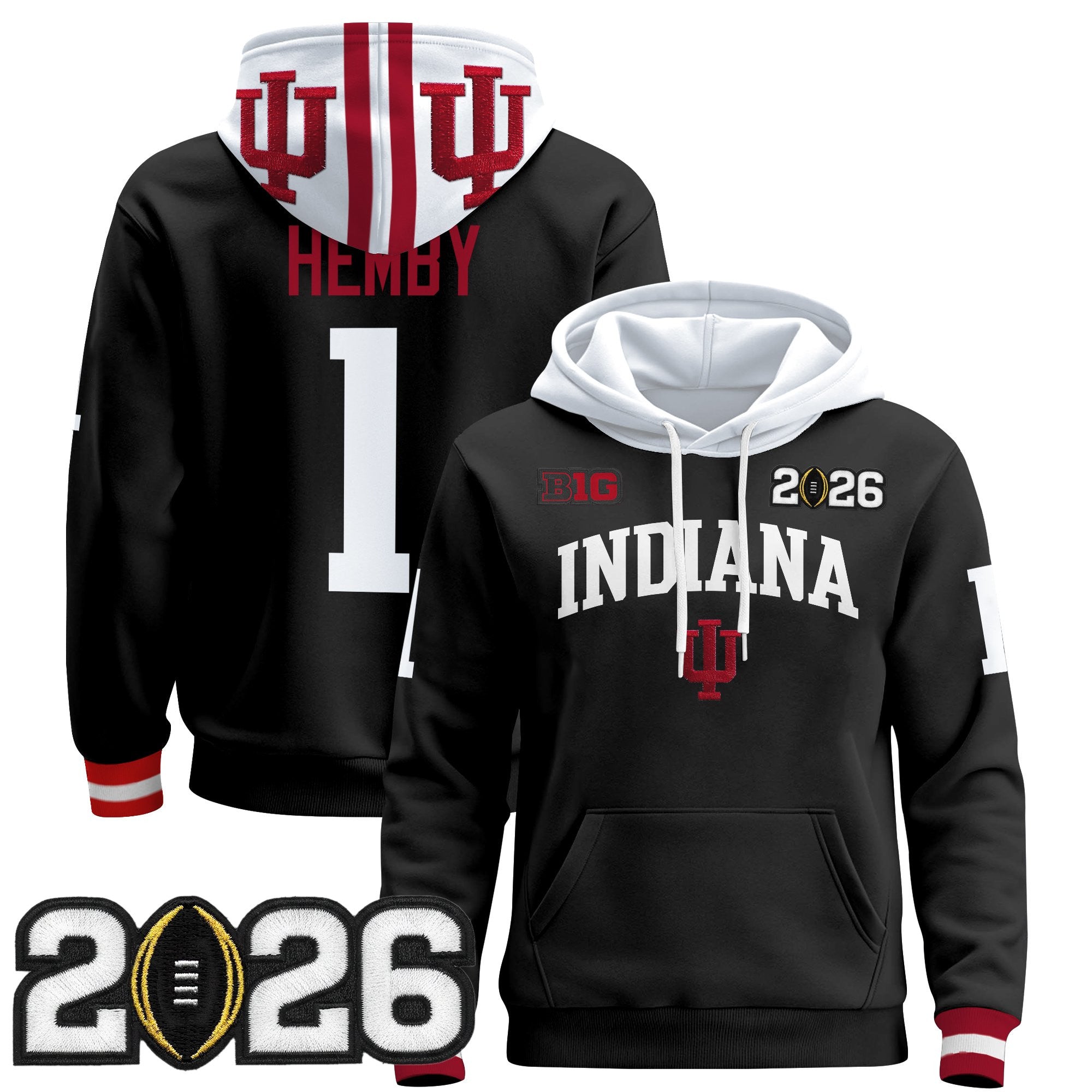 Men's Indiana Hoosiers 2026 CFP Final Patch Premium Pullover Hoodie - All Stitched