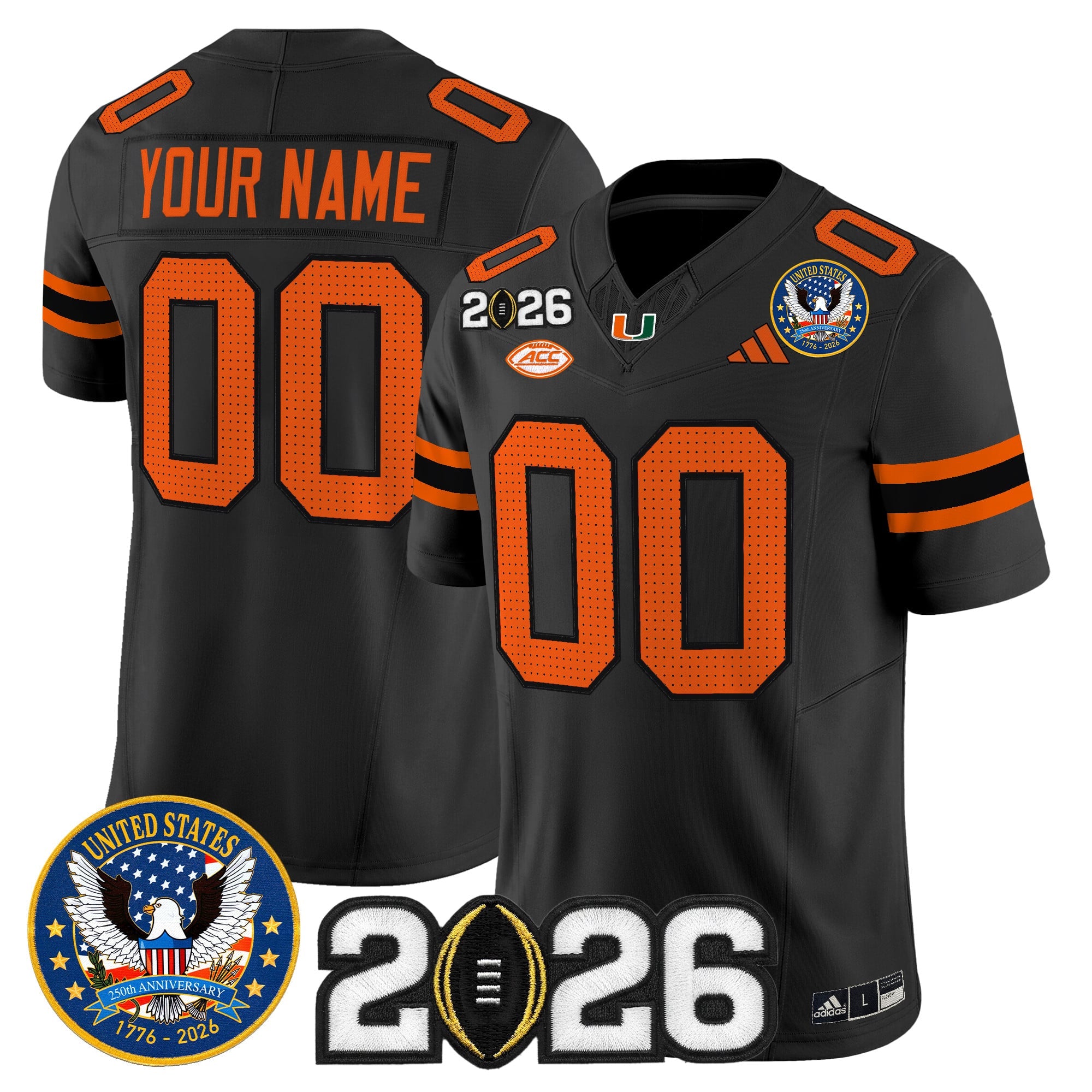 Miami Hurricanes "United States 250th Anniversary & 2026 CFP Final Patch" Vapor Limited Custom Jersey - All Stitched