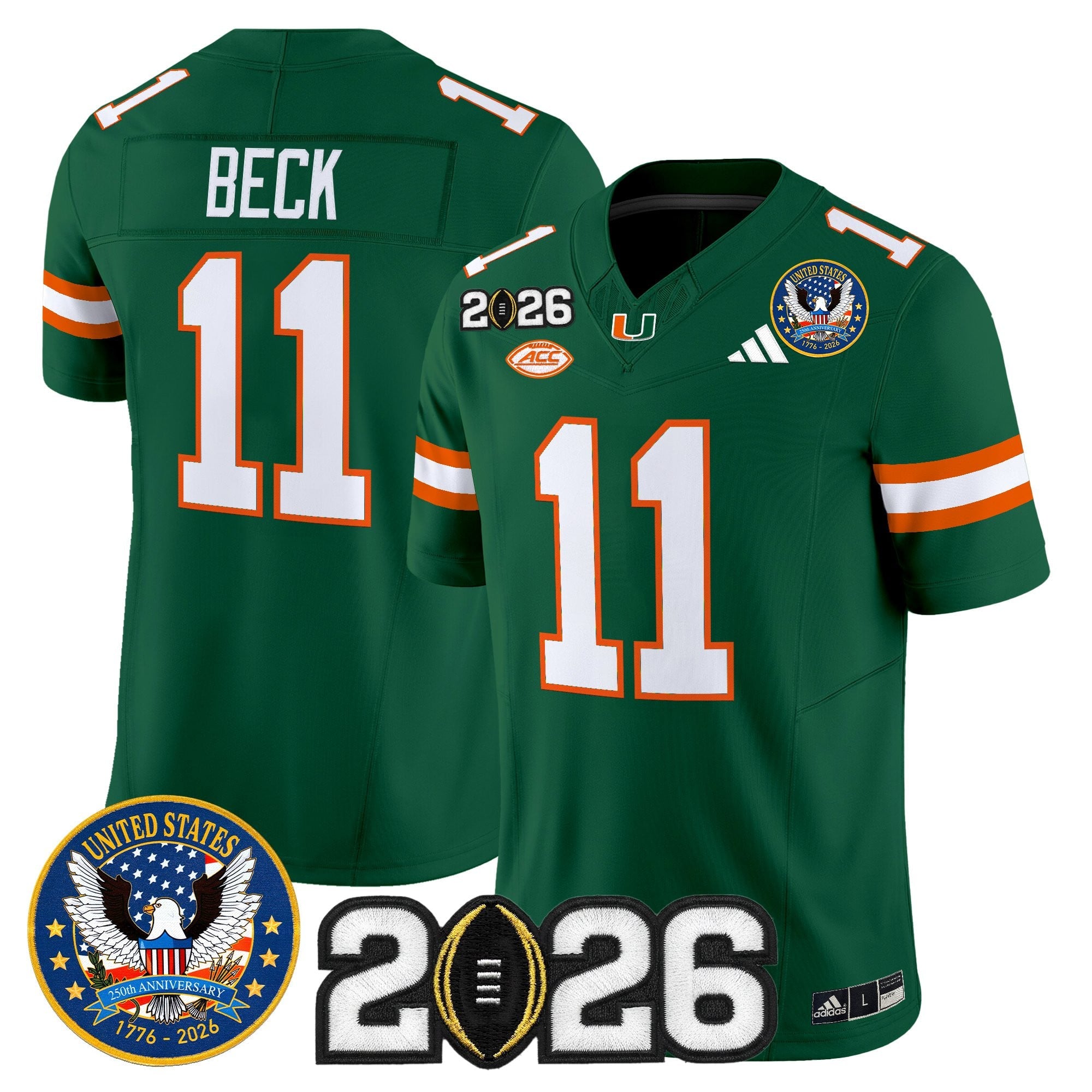 Men's Miami Hurricanes "United States 250th Anniversary & 2026 CFP Final Patch" Vapor Limited Jersey - All Stitched