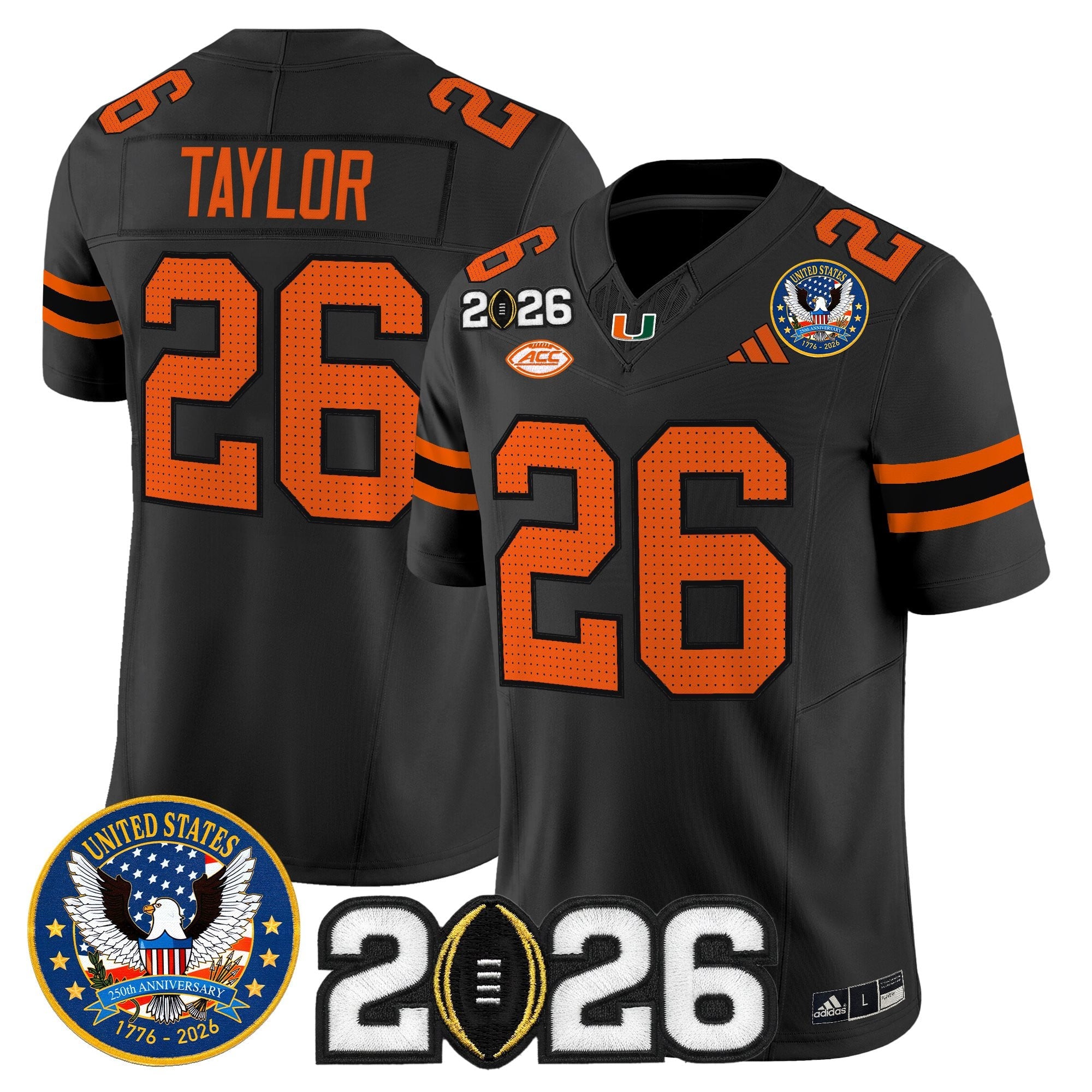 Men's Miami Hurricanes "United States 250th Anniversary & 2026 CFP Final Patch" Vapor Limited Jersey - All Stitched
