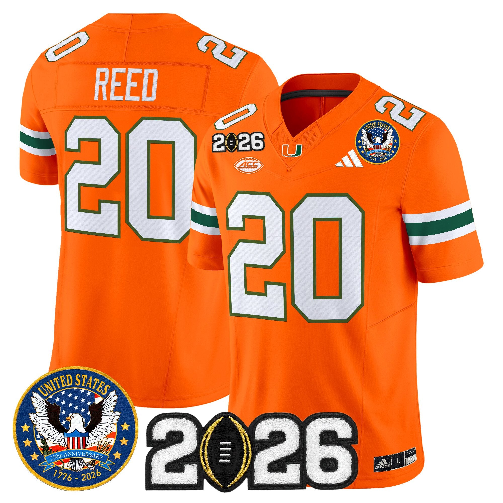 Men's Miami Hurricanes "United States 250th Anniversary & 2026 CFP Final Patch" Vapor Limited Jersey - All Stitched