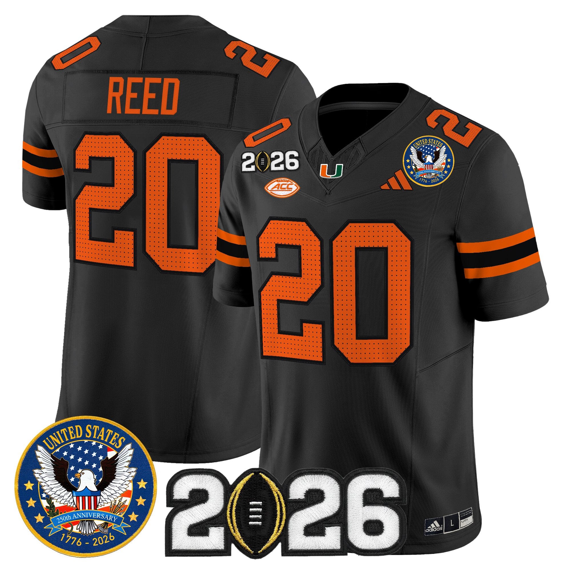 Men's Miami Hurricanes "United States 250th Anniversary & 2026 CFP Final Patch" Vapor Limited Jersey - All Stitched