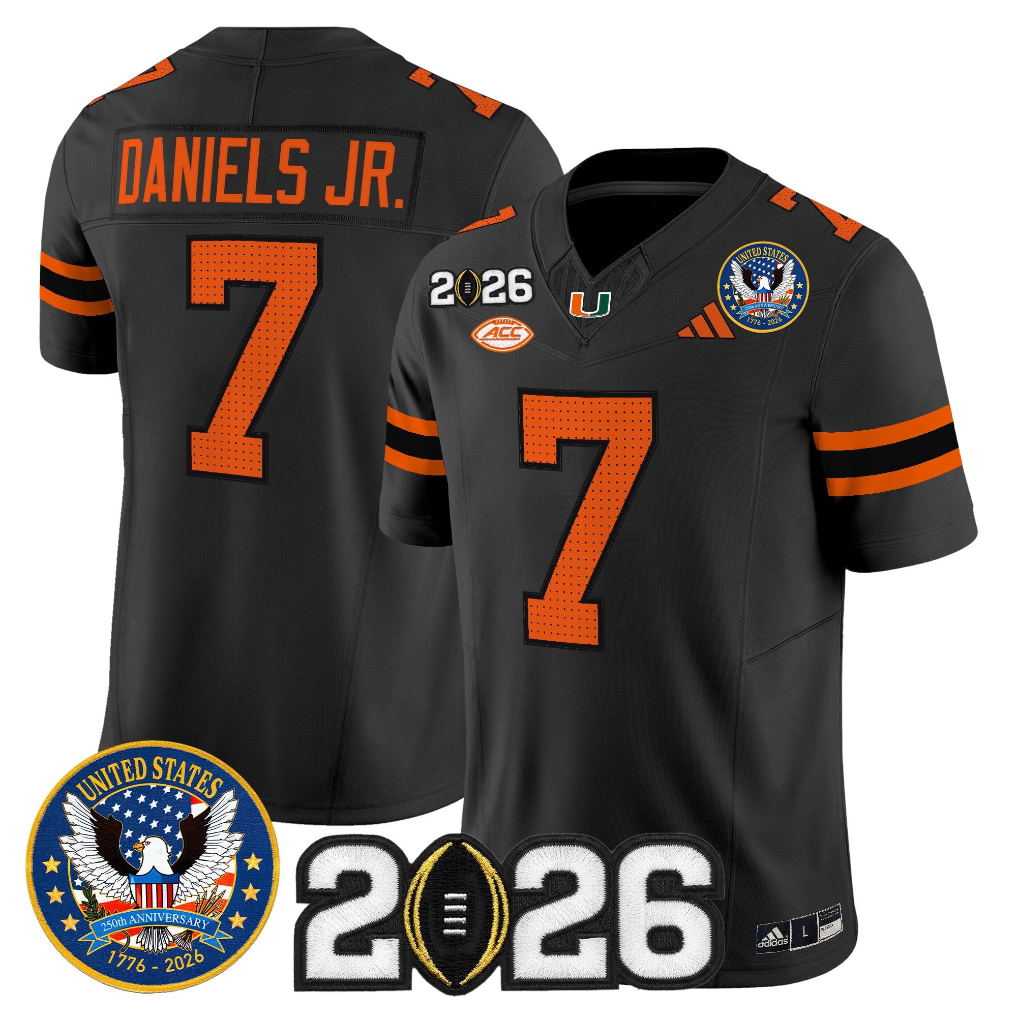 Men's Miami Hurricanes "United States 250th Anniversary & 2026 CFP Final Patch" Vapor Limited Jersey - All Stitched