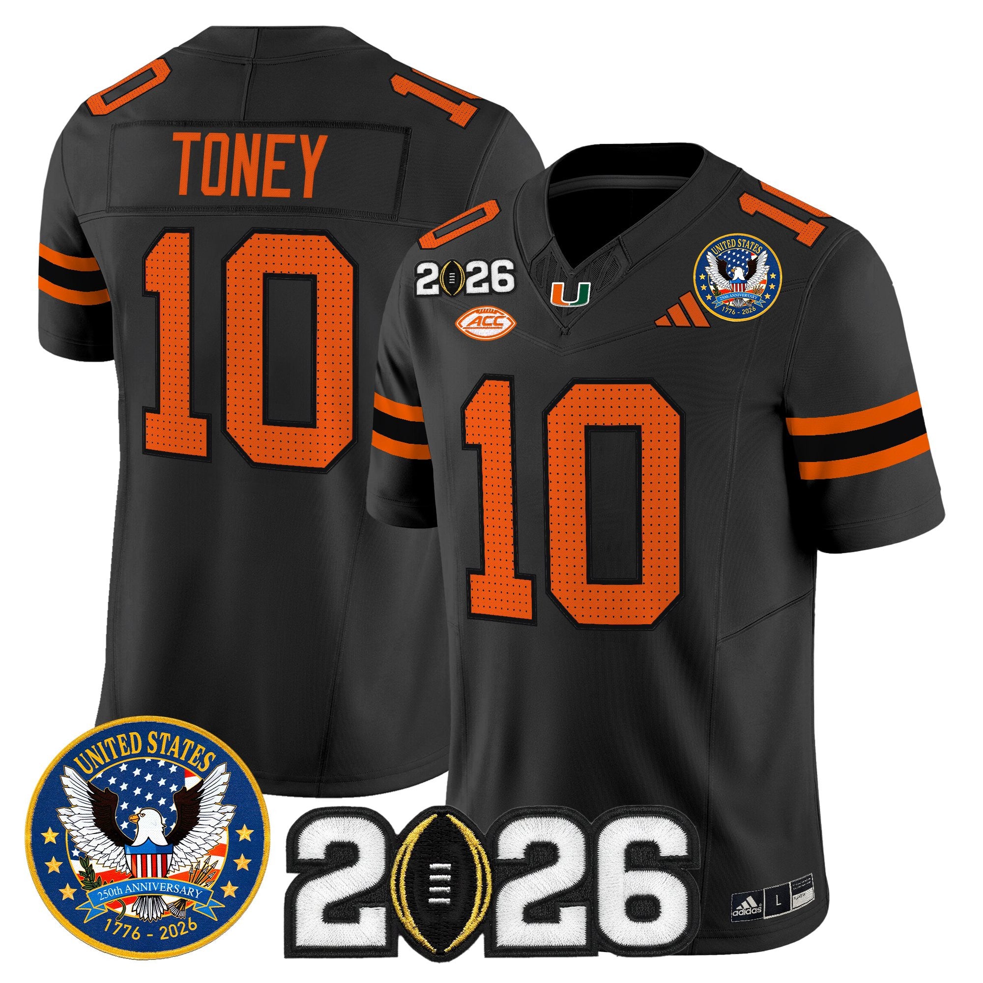 Men's Miami Hurricanes "United States 250th Anniversary & 2026 CFP Final Patch" Vapor Limited Jersey - All Stitched
