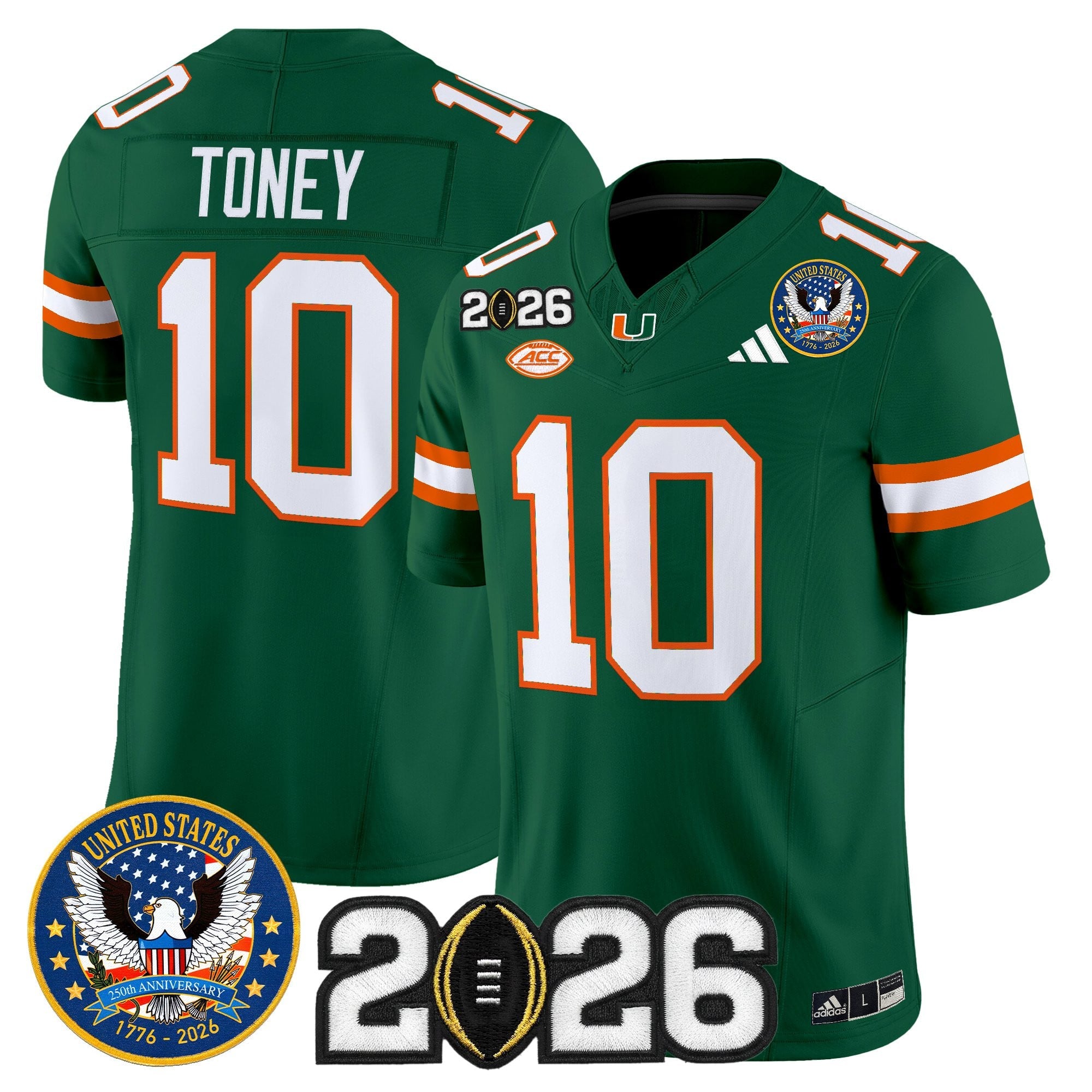Men's Miami Hurricanes "United States 250th Anniversary & 2026 CFP Final Patch" Vapor Limited Jersey - All Stitched