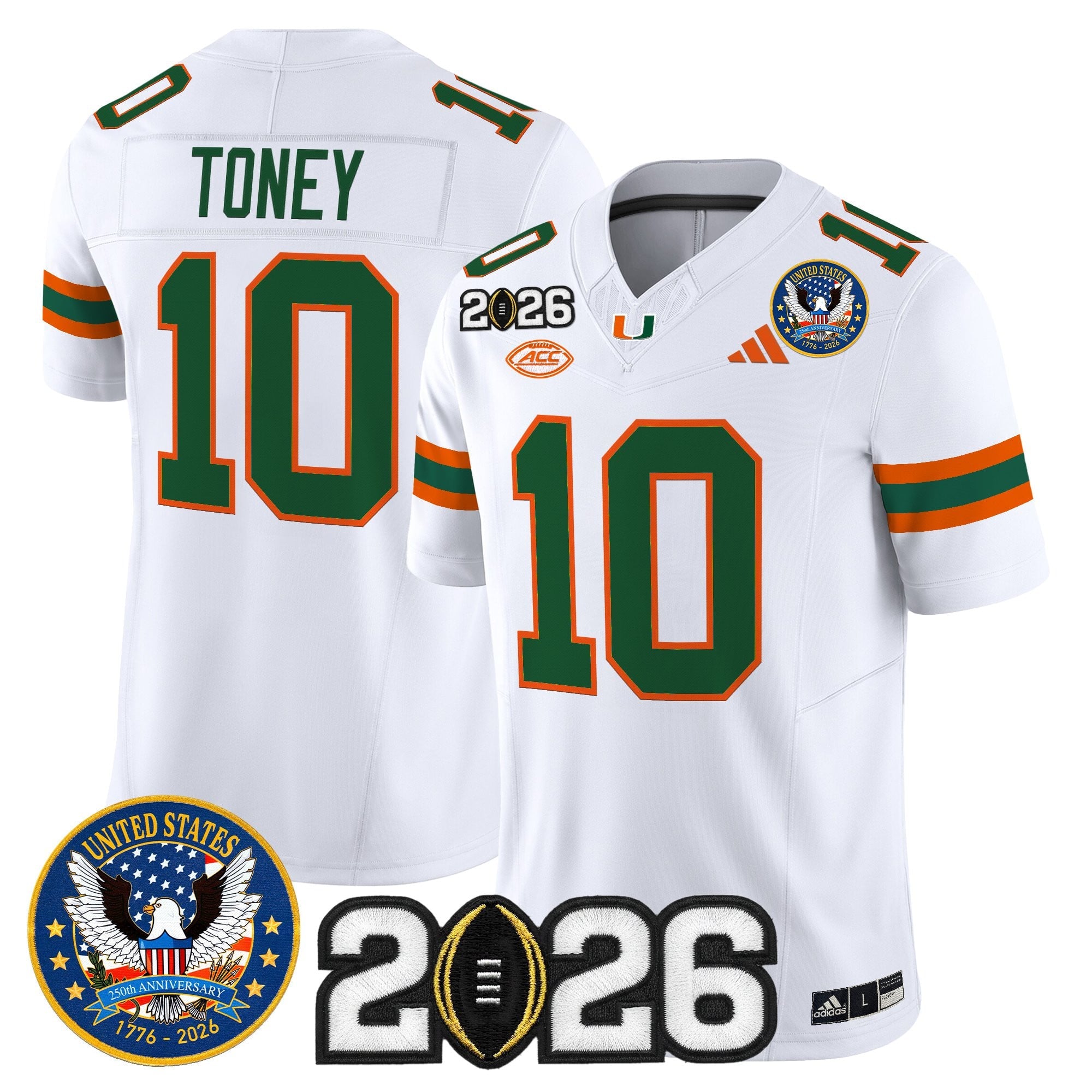 Men's Miami Hurricanes "United States 250th Anniversary & 2026 CFP Final Patch" Vapor Limited Jersey - All Stitched