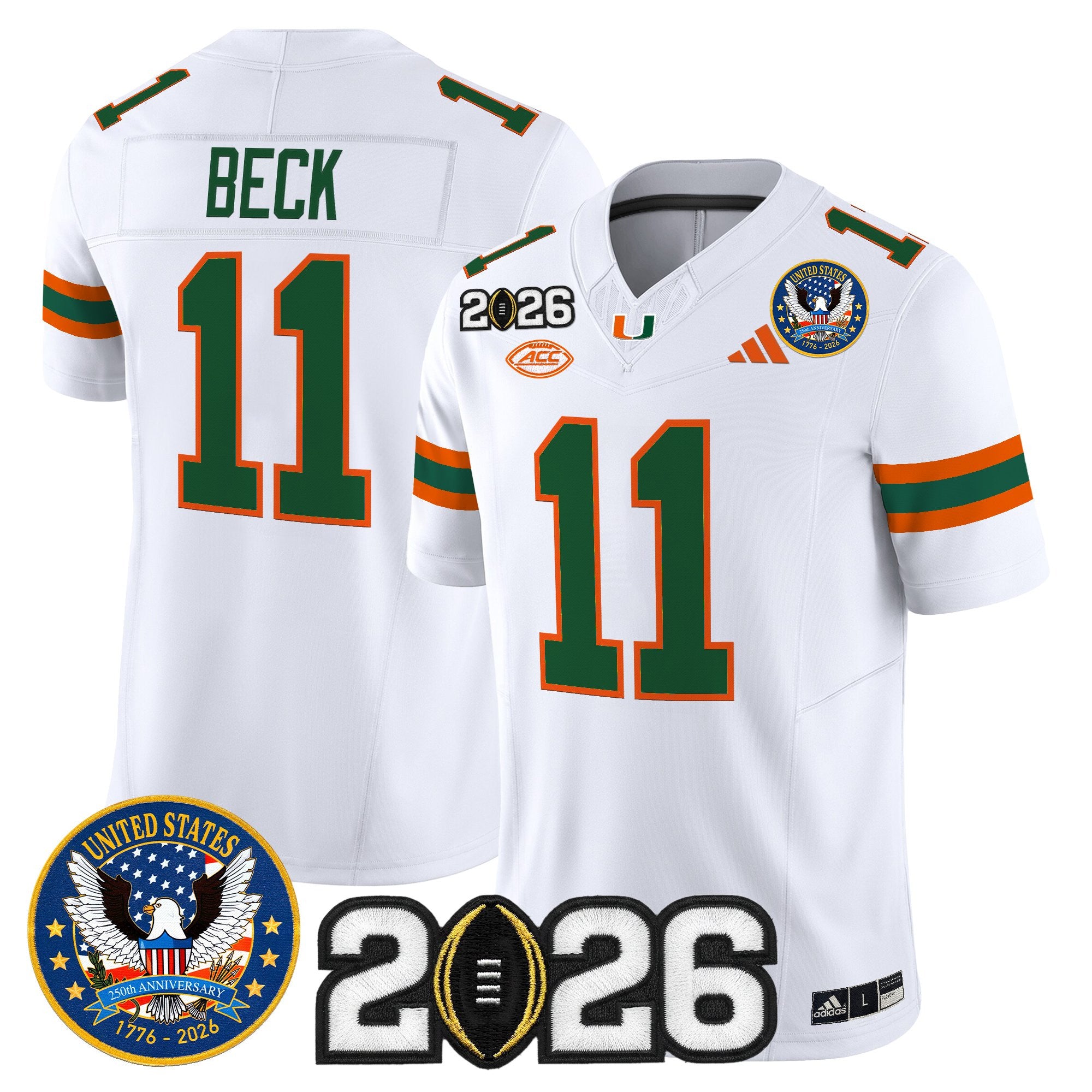 Men's Miami Hurricanes "United States 250th Anniversary & 2026 CFP Final Patch" Vapor Limited Jersey - All Stitched