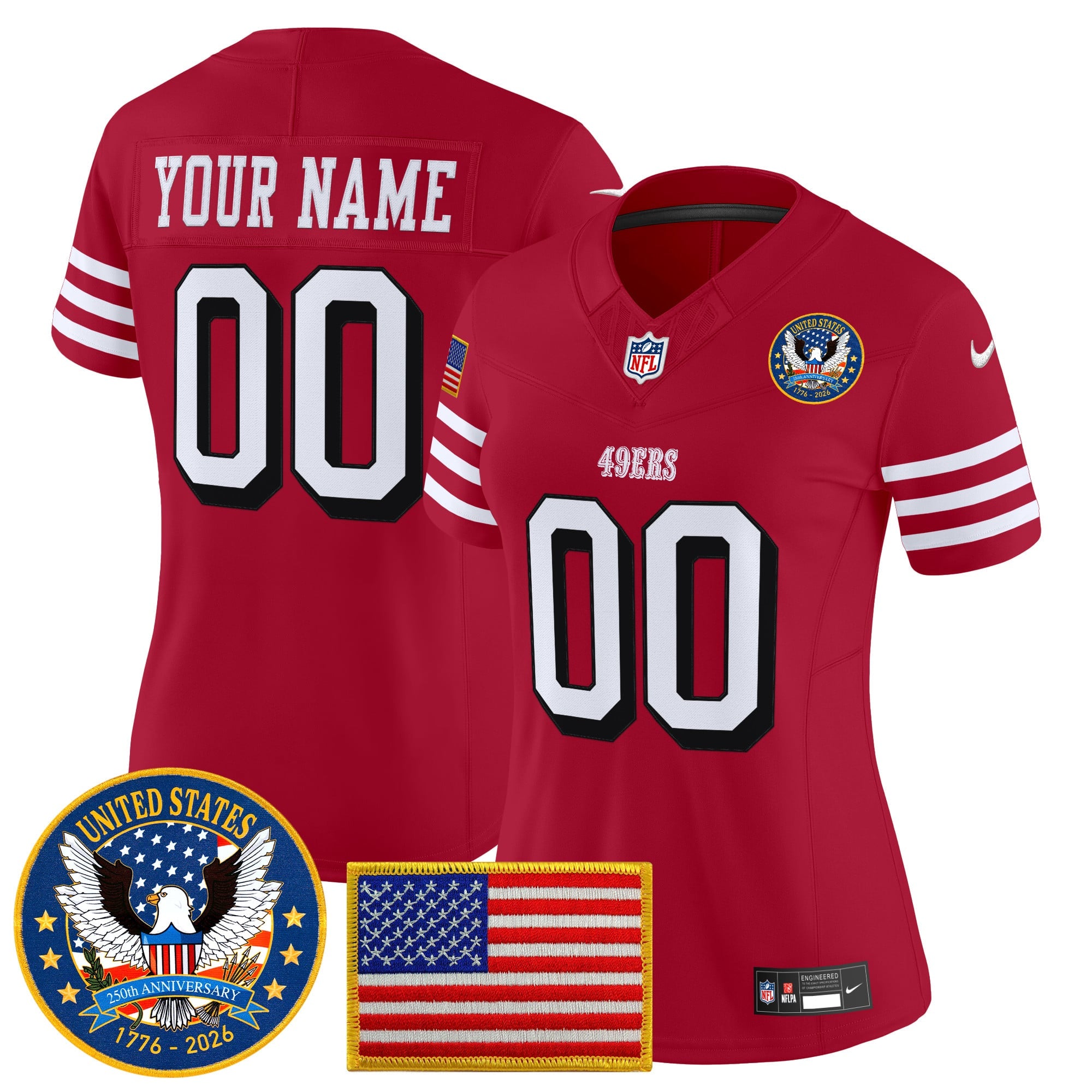 San Francisco 49ers "United States 250th Anniversary Patch" Vapor Limited Custom Jersey - All Stitched