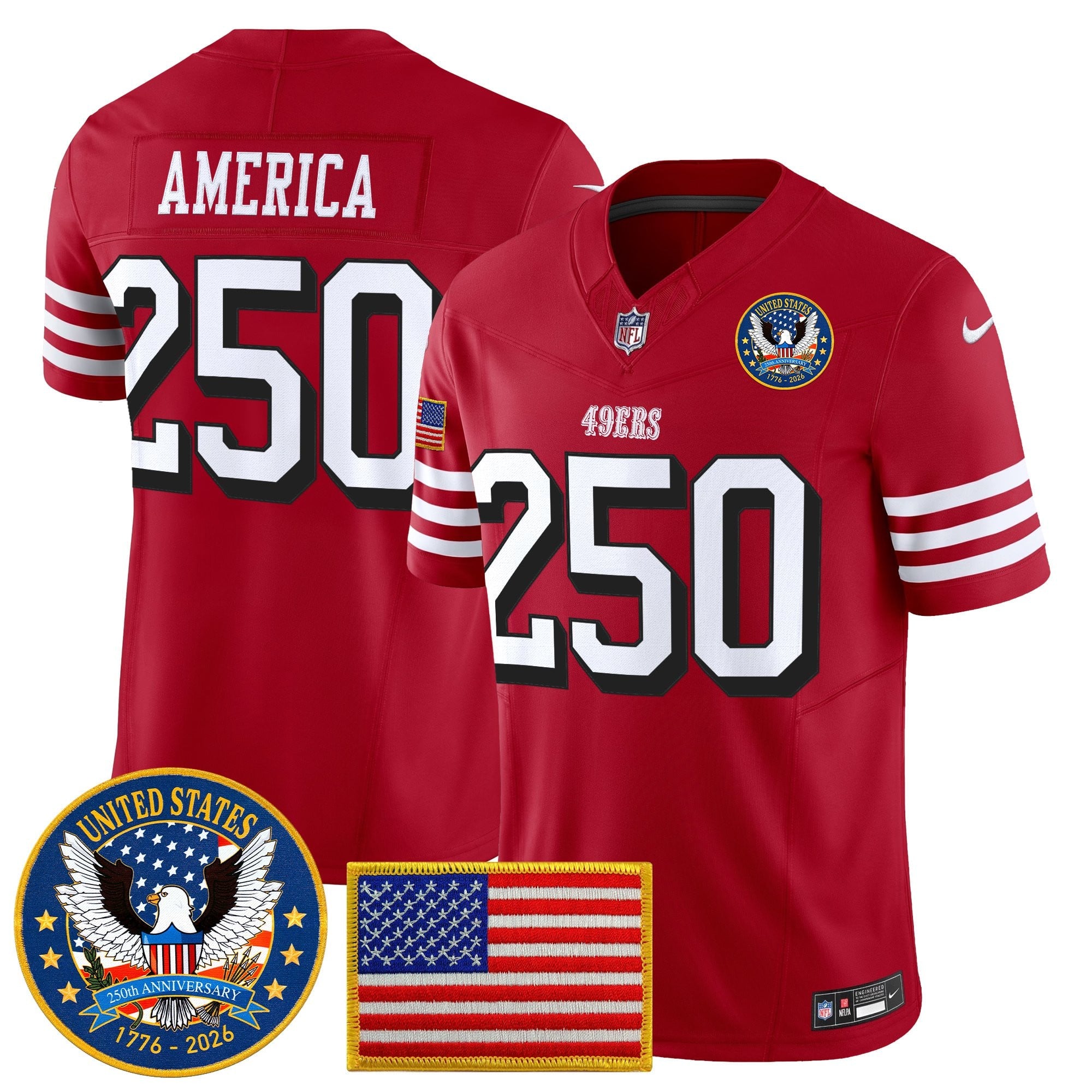 Men's San Francisco 49ers "United States 250th Anniversary Patch" Vapor Limited Jersey - All Stitched