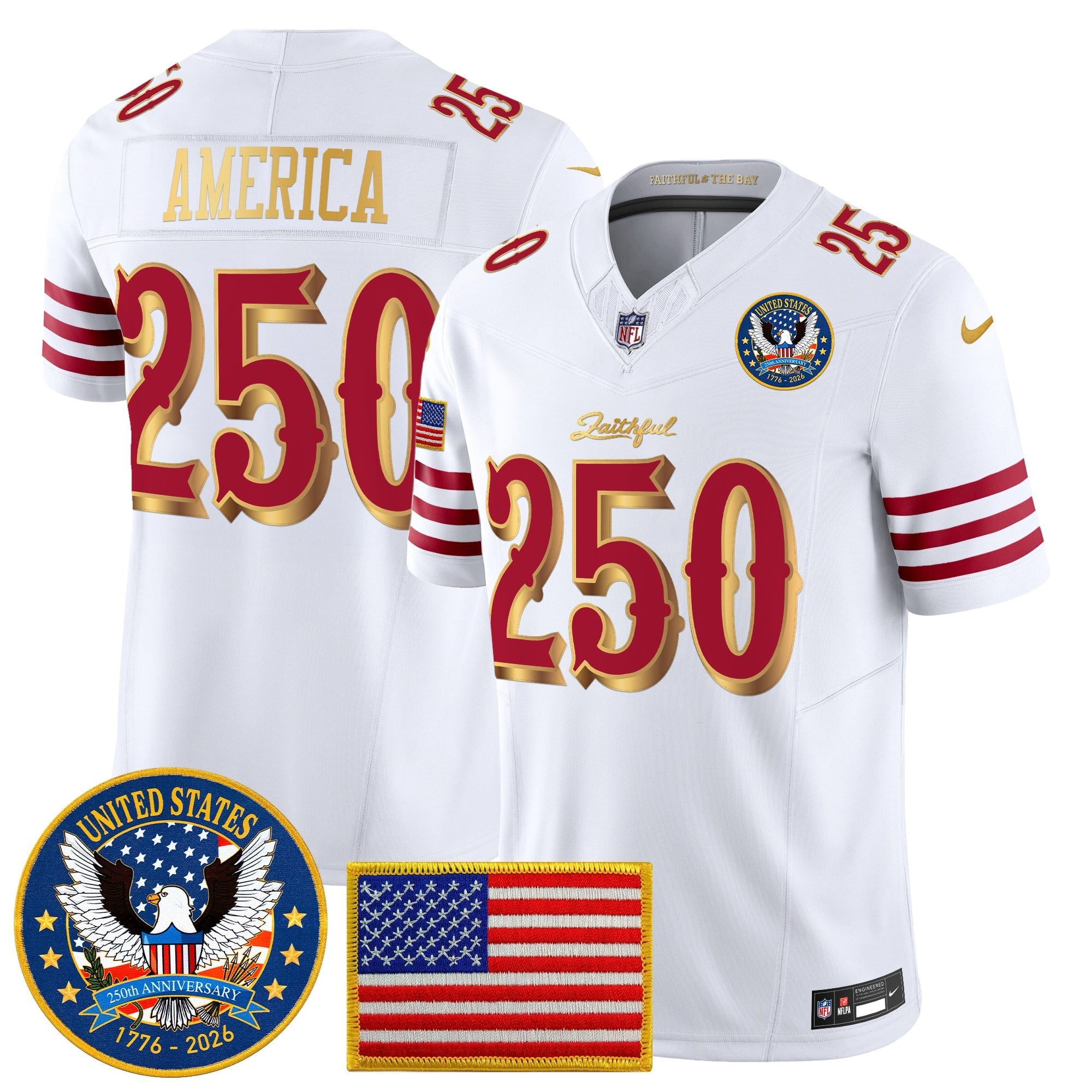 Men's San Francisco 49ers "United States 250th Anniversary Patch" Vapor Limited Jersey - All Stitched