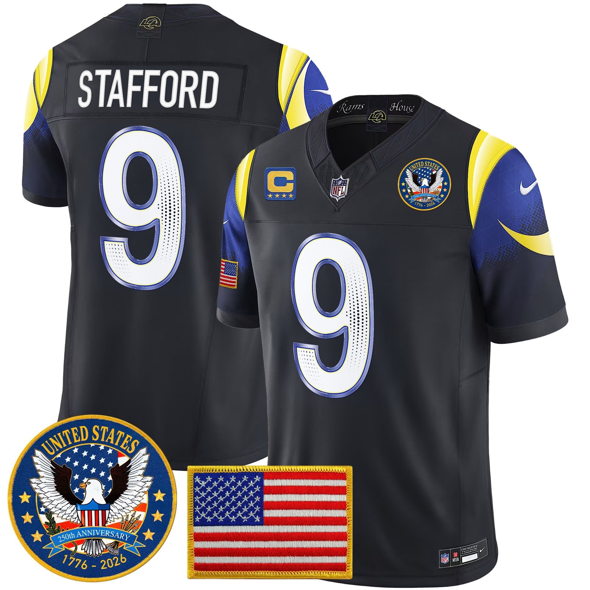 Men's Los Angeles Rams 2025 "United States 250th Anniversary Patch" Vapor Limited Jersey - All Stitched