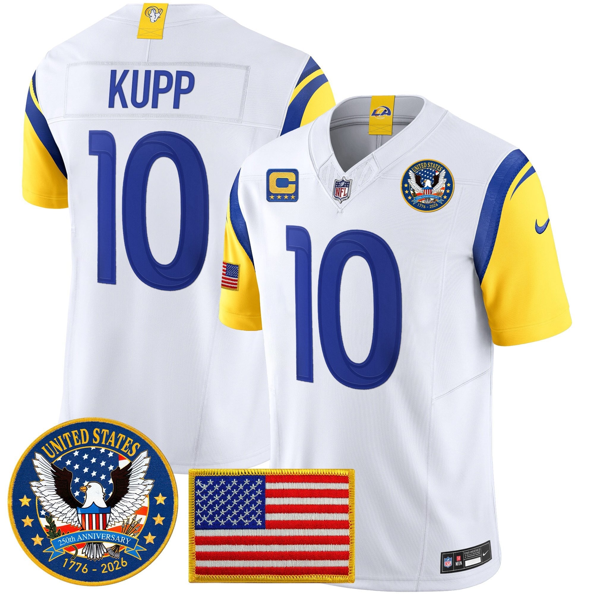 Men's Los Angeles Rams 2025 "United States 250th Anniversary Patch" Vapor Limited Jersey - All Stitched