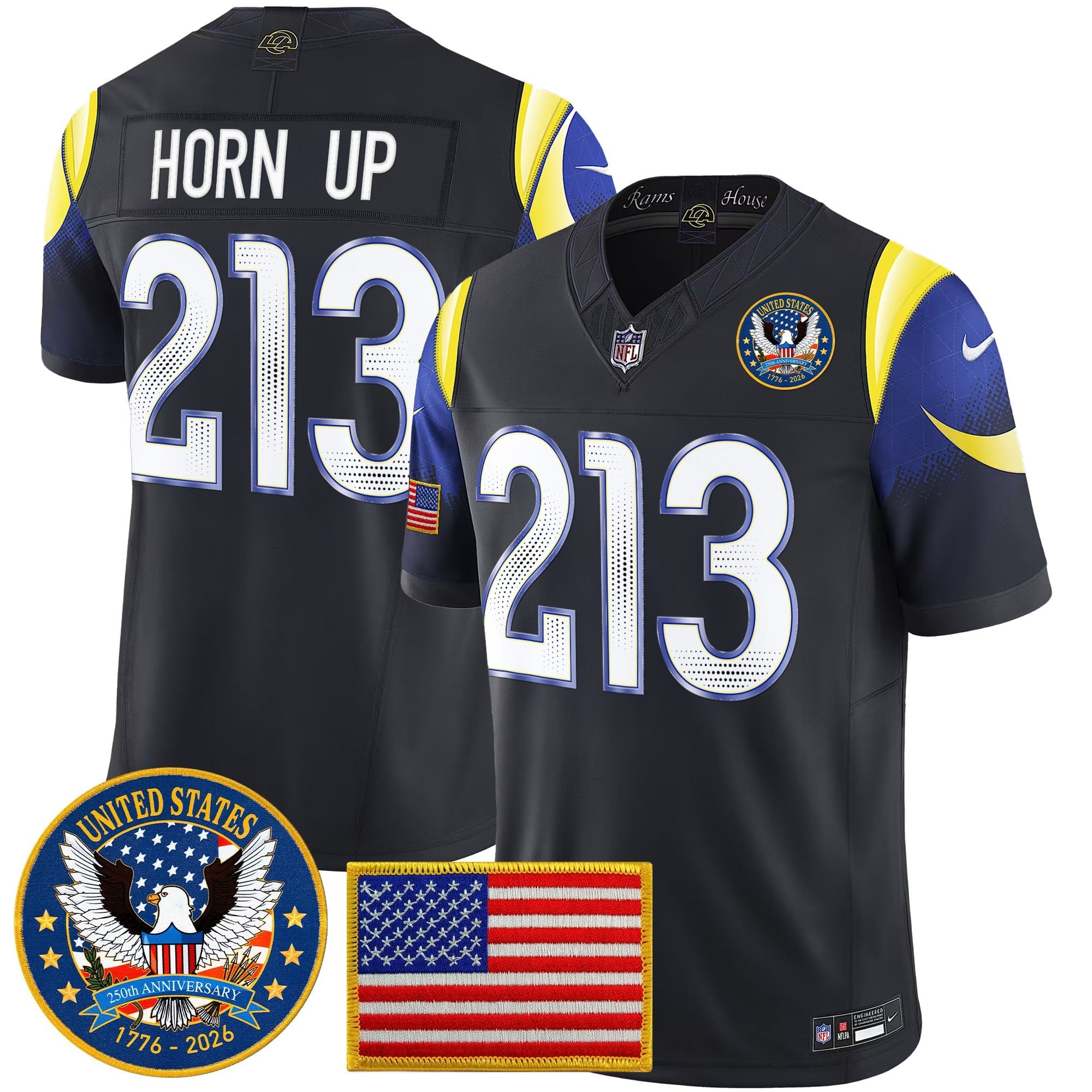 Men's Los Angeles Rams 2025 "United States 250th Anniversary Patch" Vapor Limited Jersey - All Stitched