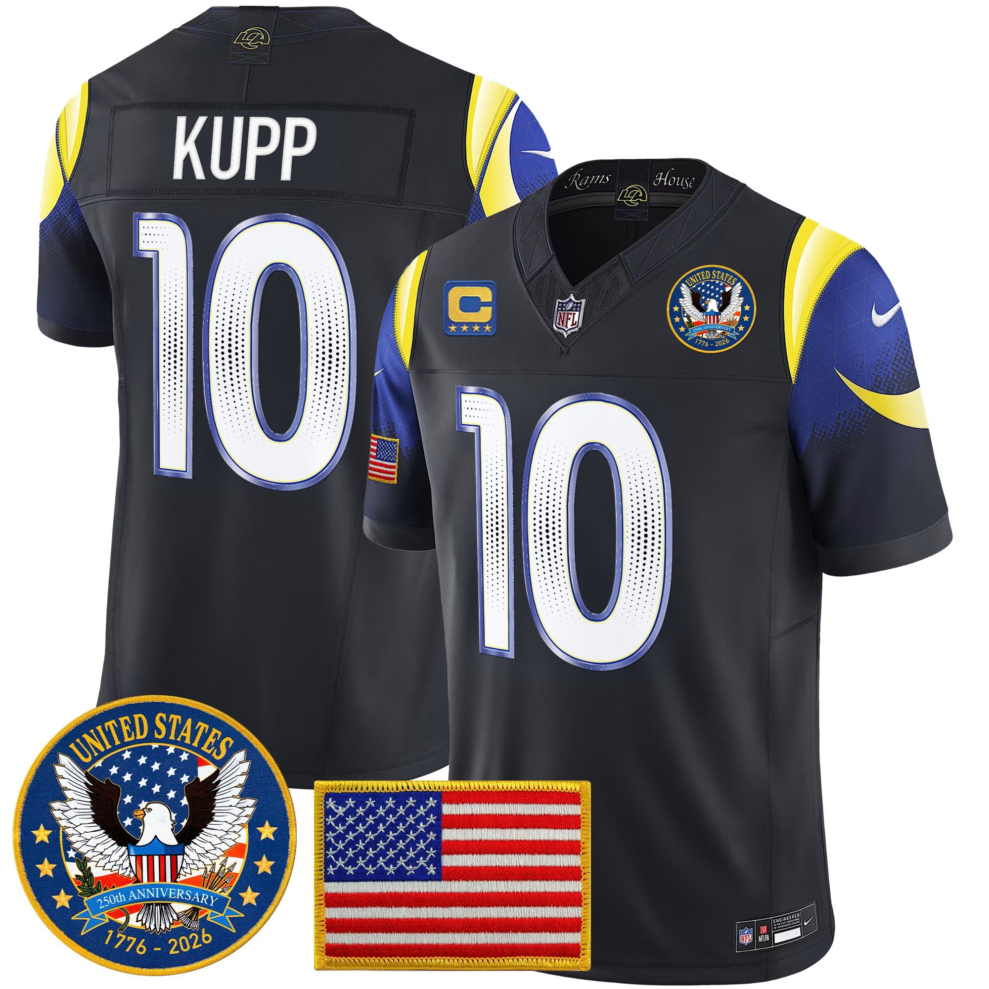 Men's Los Angeles Rams 2025 "United States 250th Anniversary Patch" Vapor Limited Jersey - All Stitched