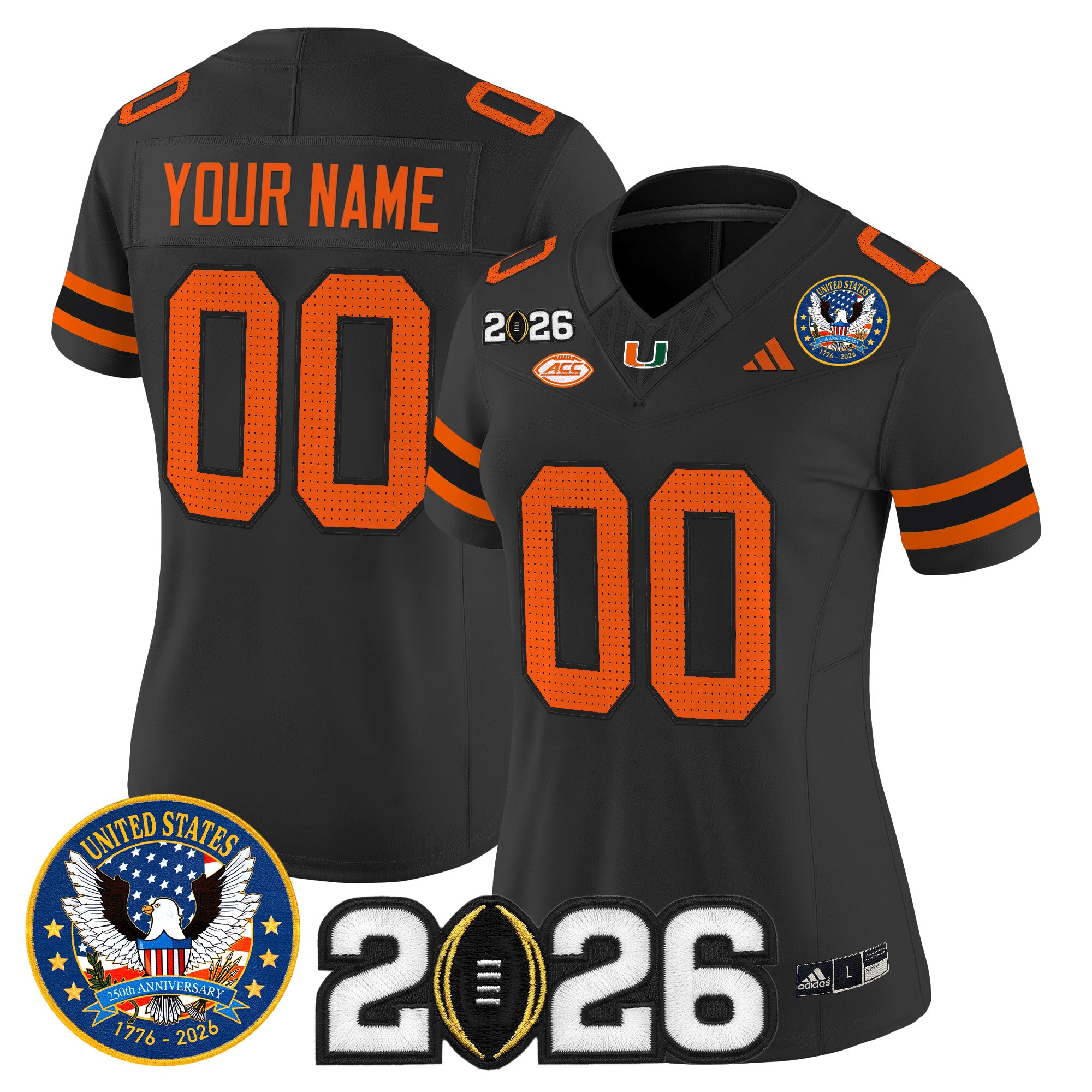 Miami Hurricanes "United States 250th Anniversary & 2026 CFP Final Patch" Vapor Limited Custom Jersey - All Stitched