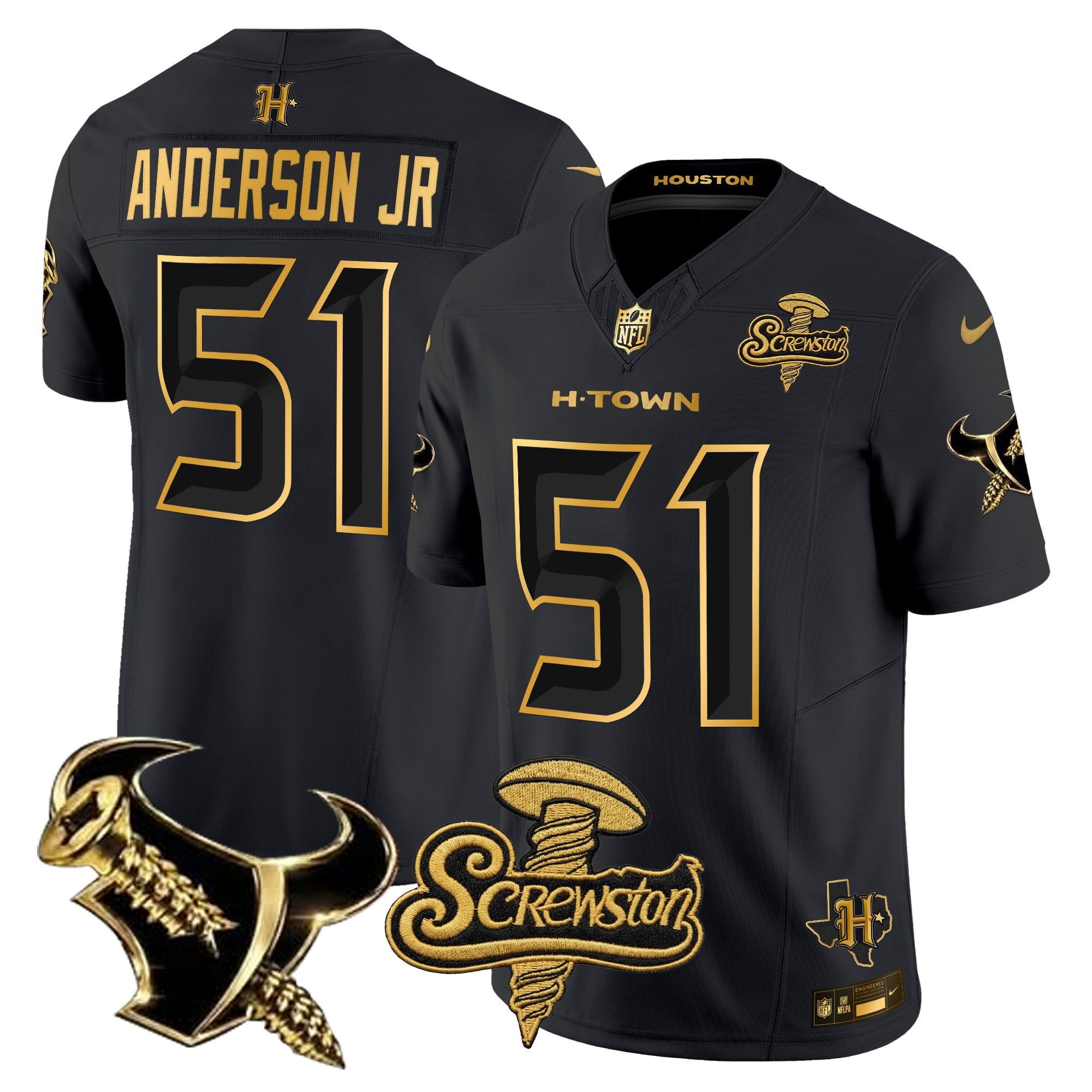 Men's Houston Texans DJ Screw Gold Vapor Limited Jersey - All Stitched