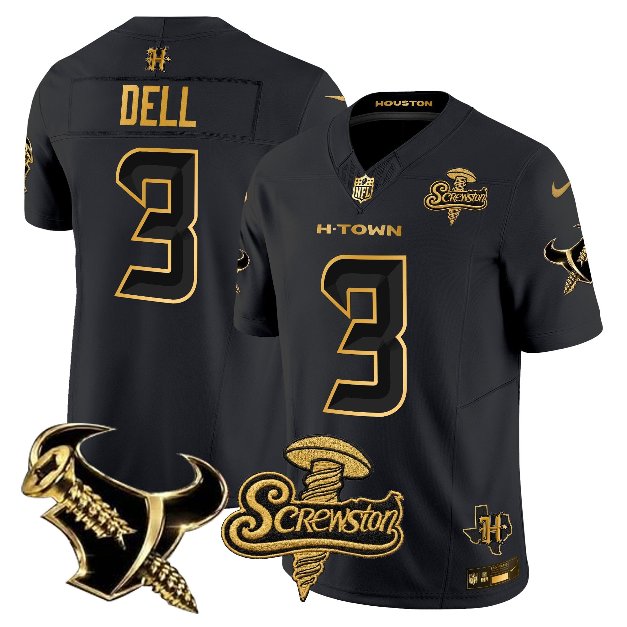 Men's Houston Texans DJ Screw Gold Vapor Limited Jersey - All Stitched