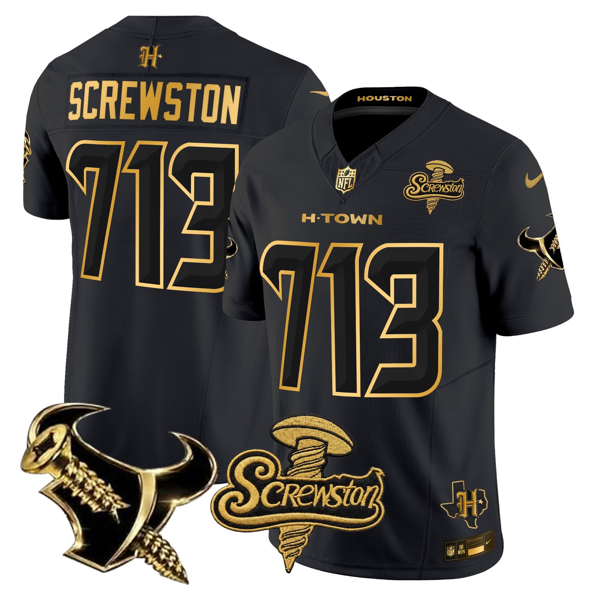 Men's Houston Texans DJ Screw Gold Vapor Limited Jersey - All Stitched