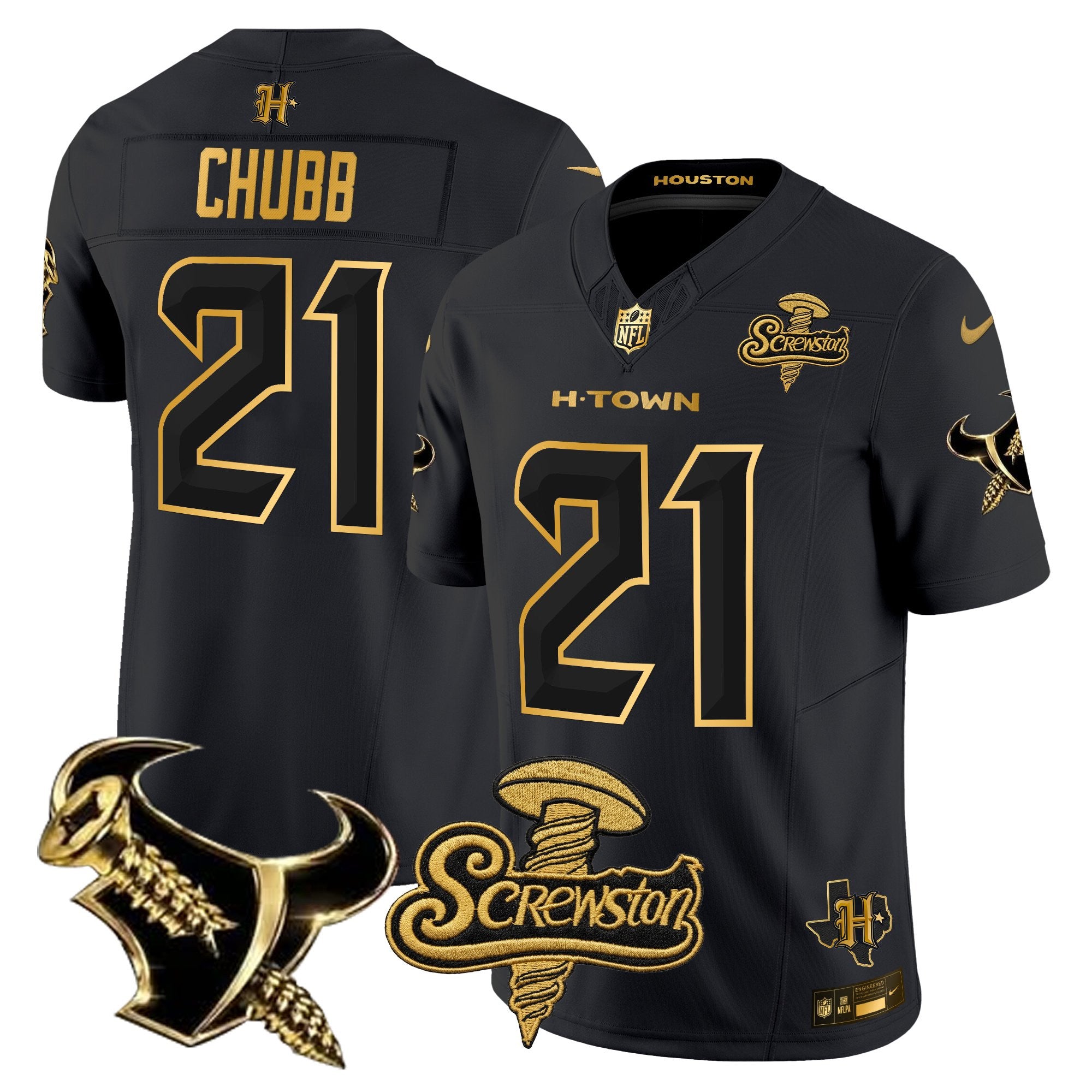 Men's Houston Texans DJ Screw Gold Vapor Limited Jersey - All Stitched