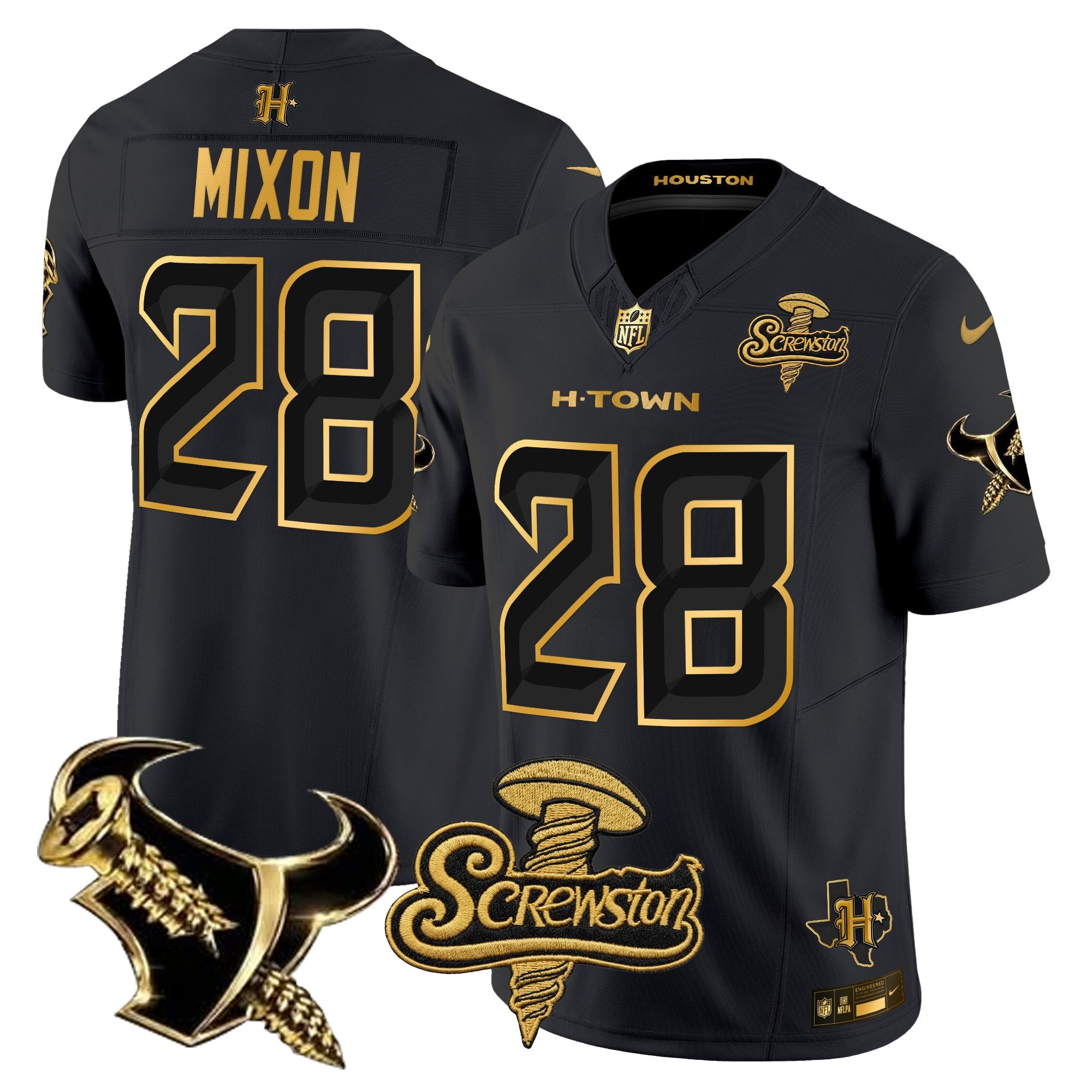 Men's Houston Texans DJ Screw Gold Vapor Limited Jersey - All Stitched