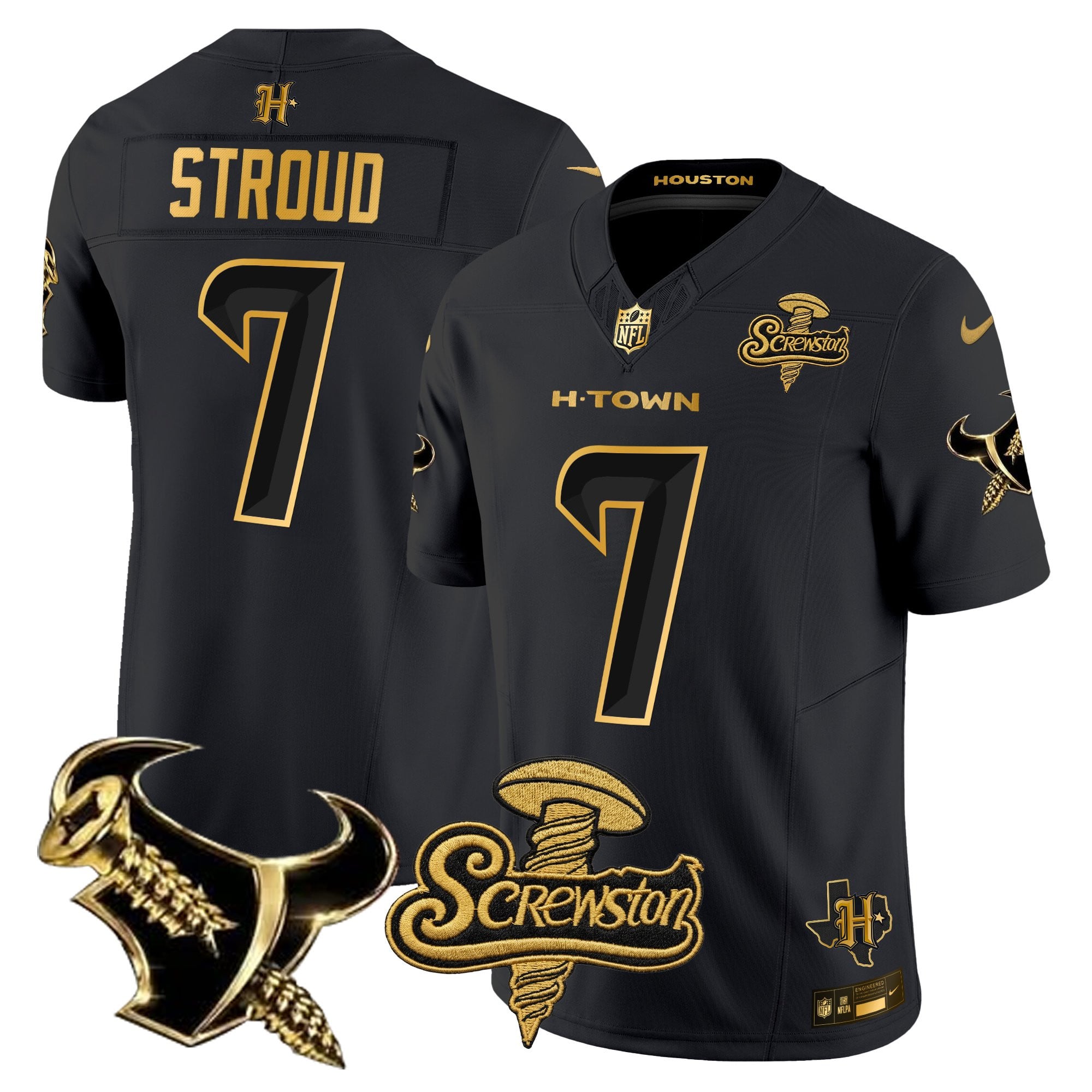 Men's Houston Texans DJ Screw Gold Vapor Limited Jersey - All Stitched