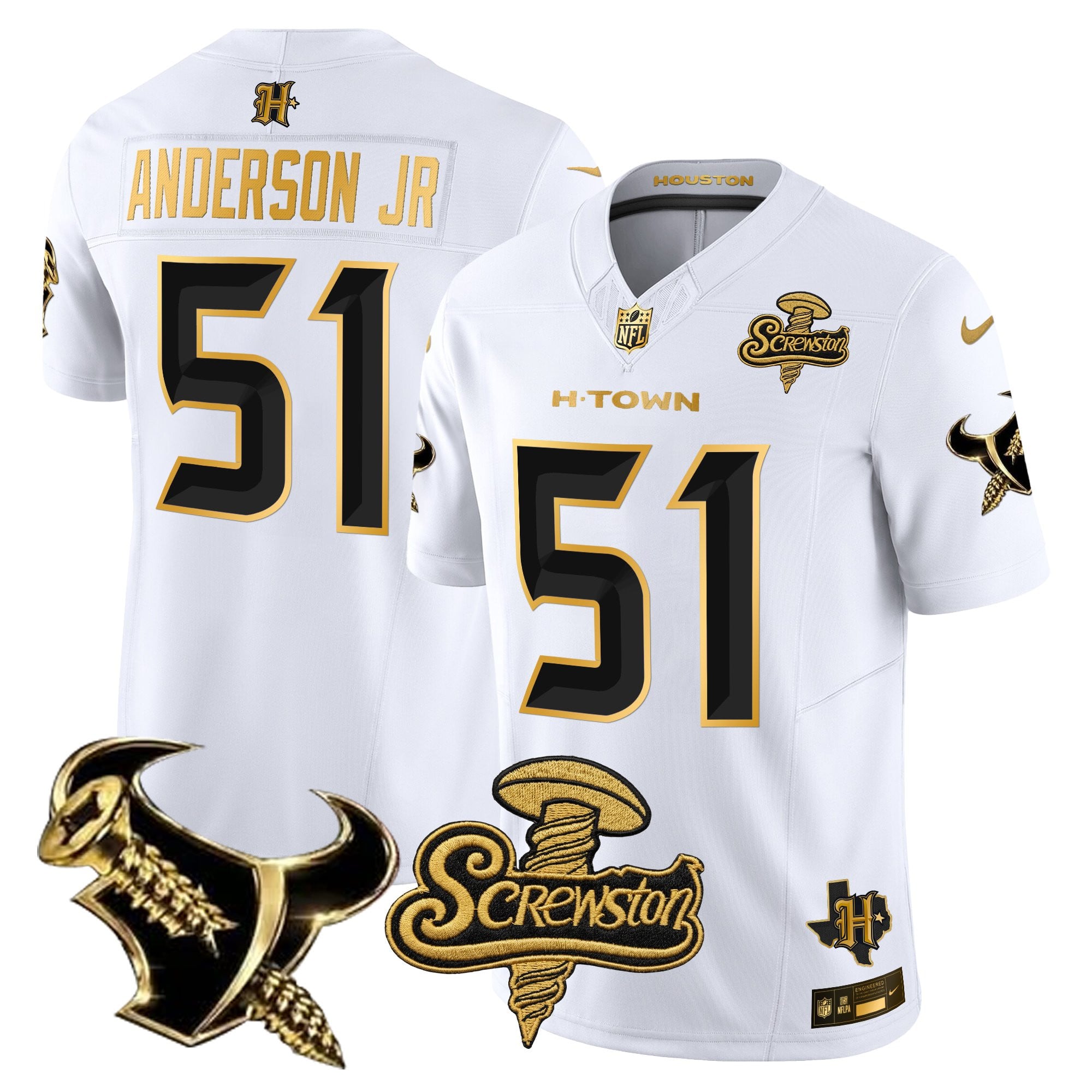 Men's Houston Texans DJ Screw Gold Vapor Limited Jersey - All Stitched