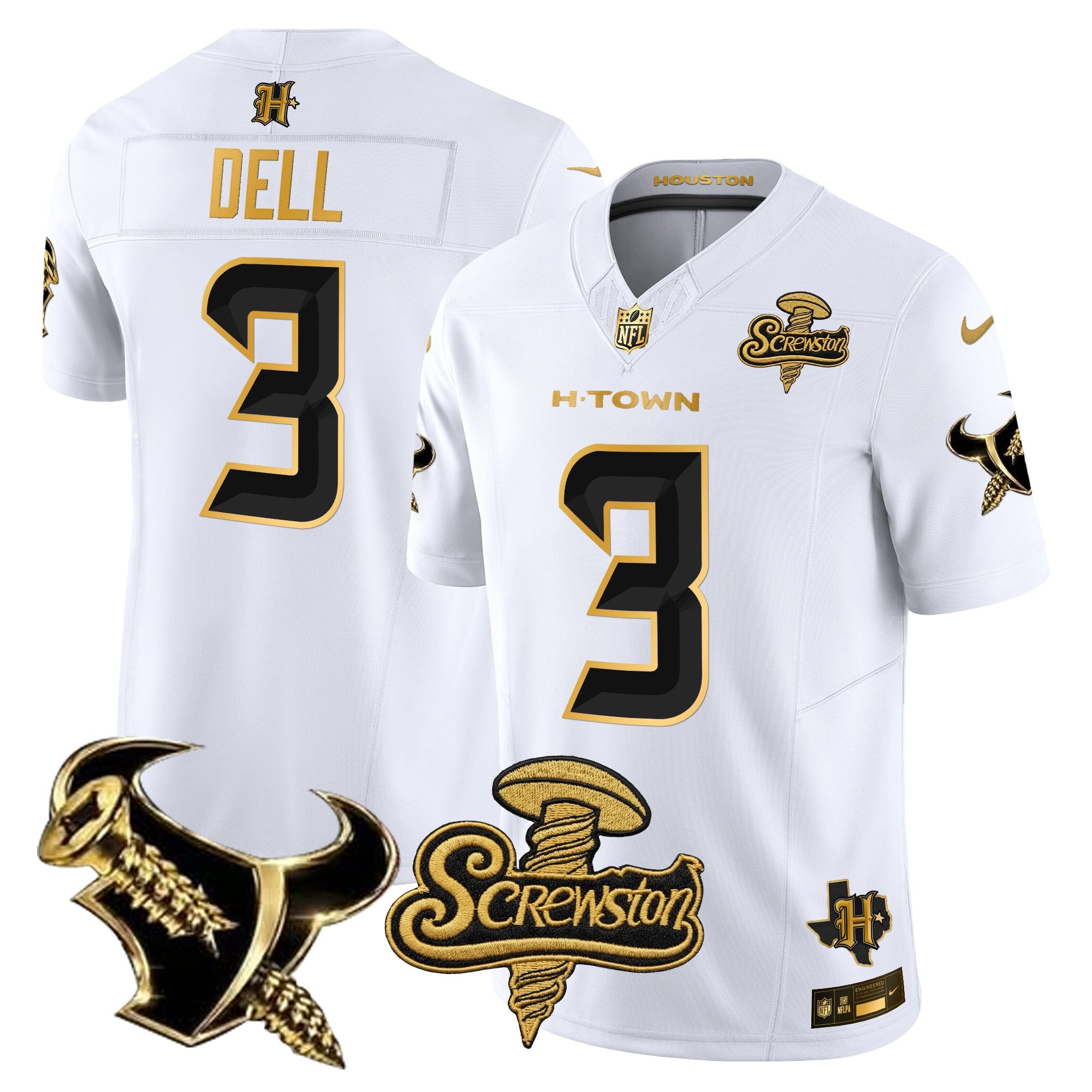 Men's Houston Texans DJ Screw Gold Vapor Limited Jersey - All Stitched