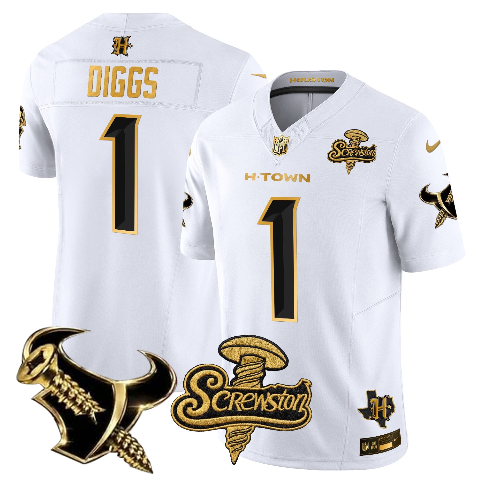 Men's Houston Texans DJ Screw Gold Vapor Limited Jersey - All Stitched