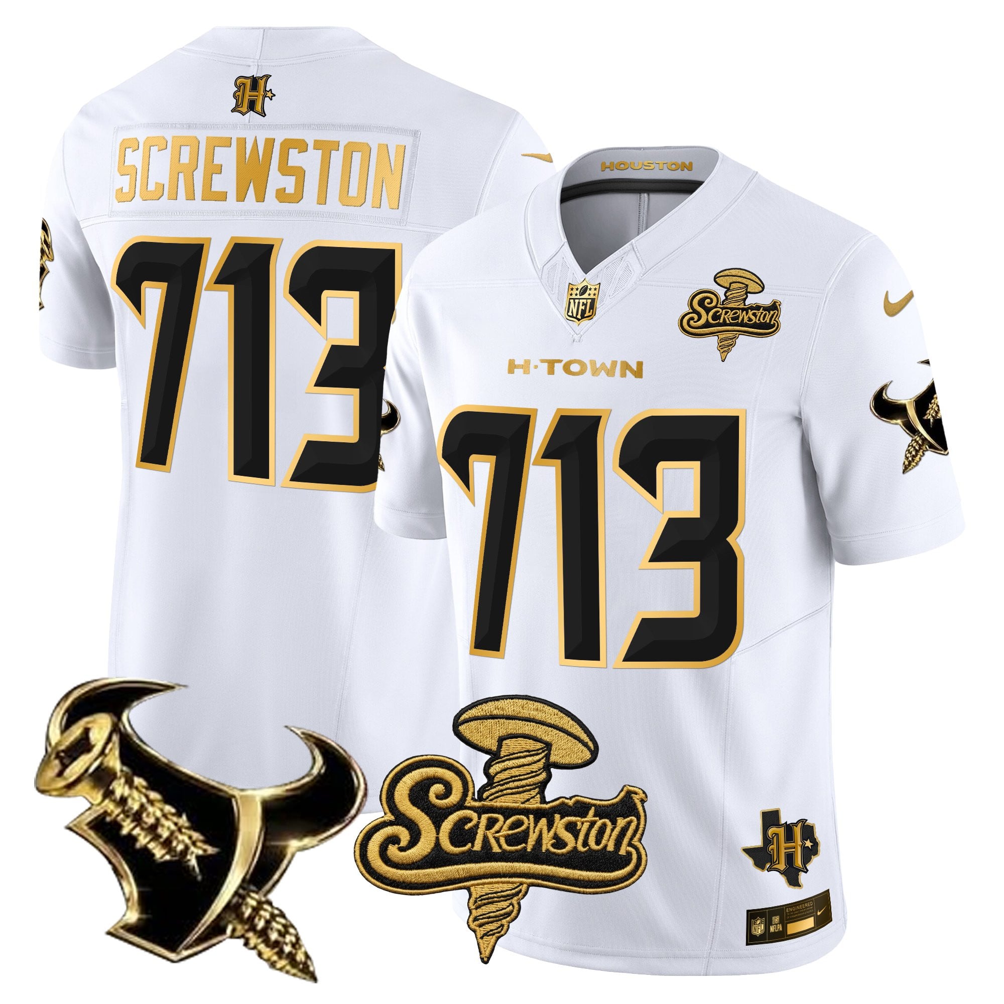 Men's Houston Texans DJ Screw Gold Vapor Limited Jersey - All Stitched