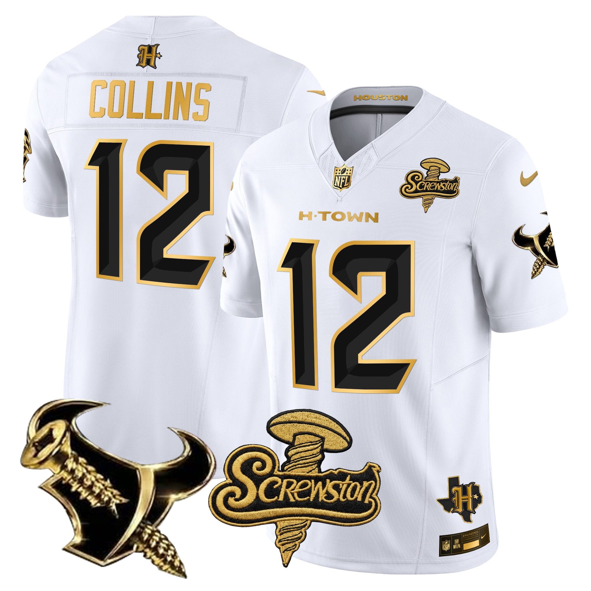 Men's Houston Texans DJ Screw Gold Vapor Limited Jersey - All Stitched