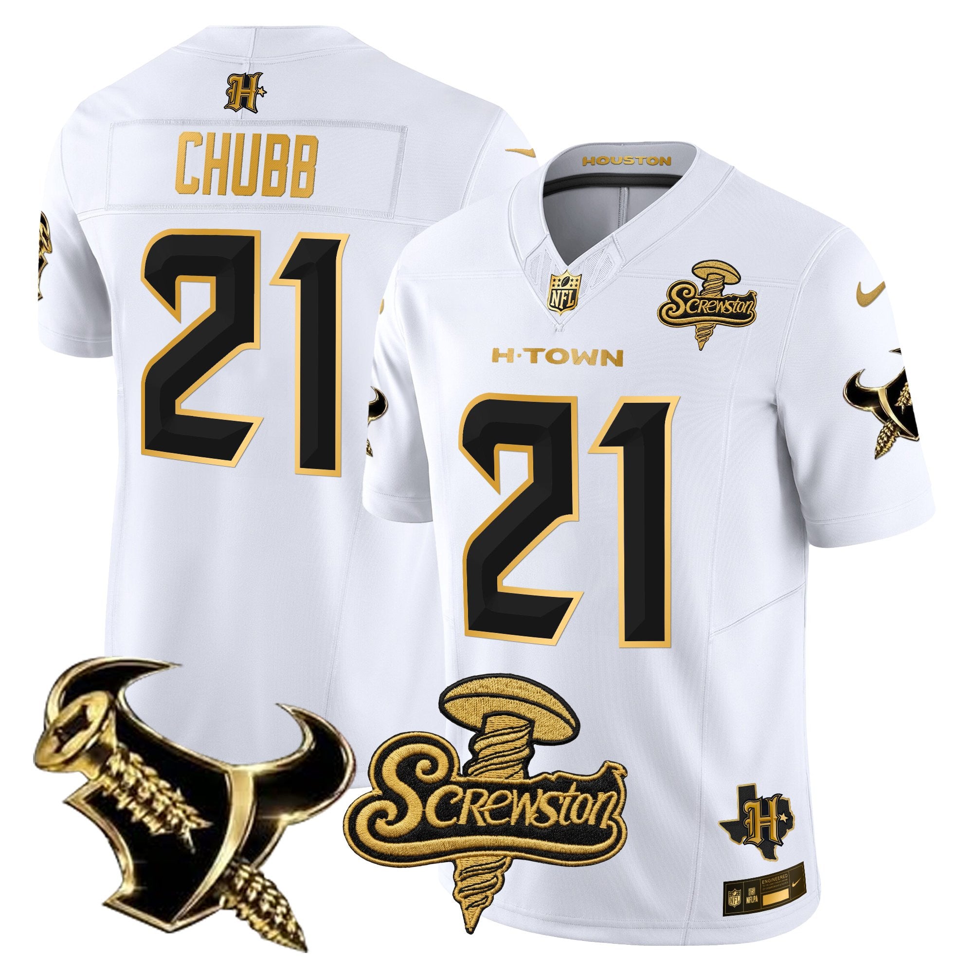 Men's Houston Texans DJ Screw Gold Vapor Limited Jersey - All Stitched