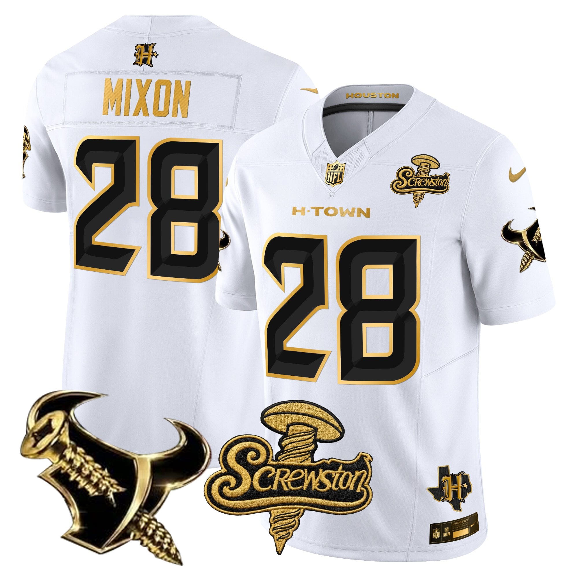 Men's Houston Texans DJ Screw Gold Vapor Limited Jersey - All Stitched