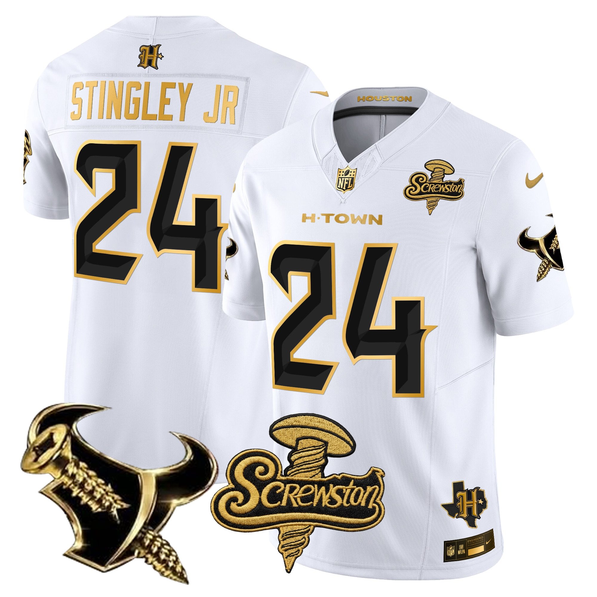 Men's Houston Texans DJ Screw Gold Vapor Limited Jersey - All Stitched