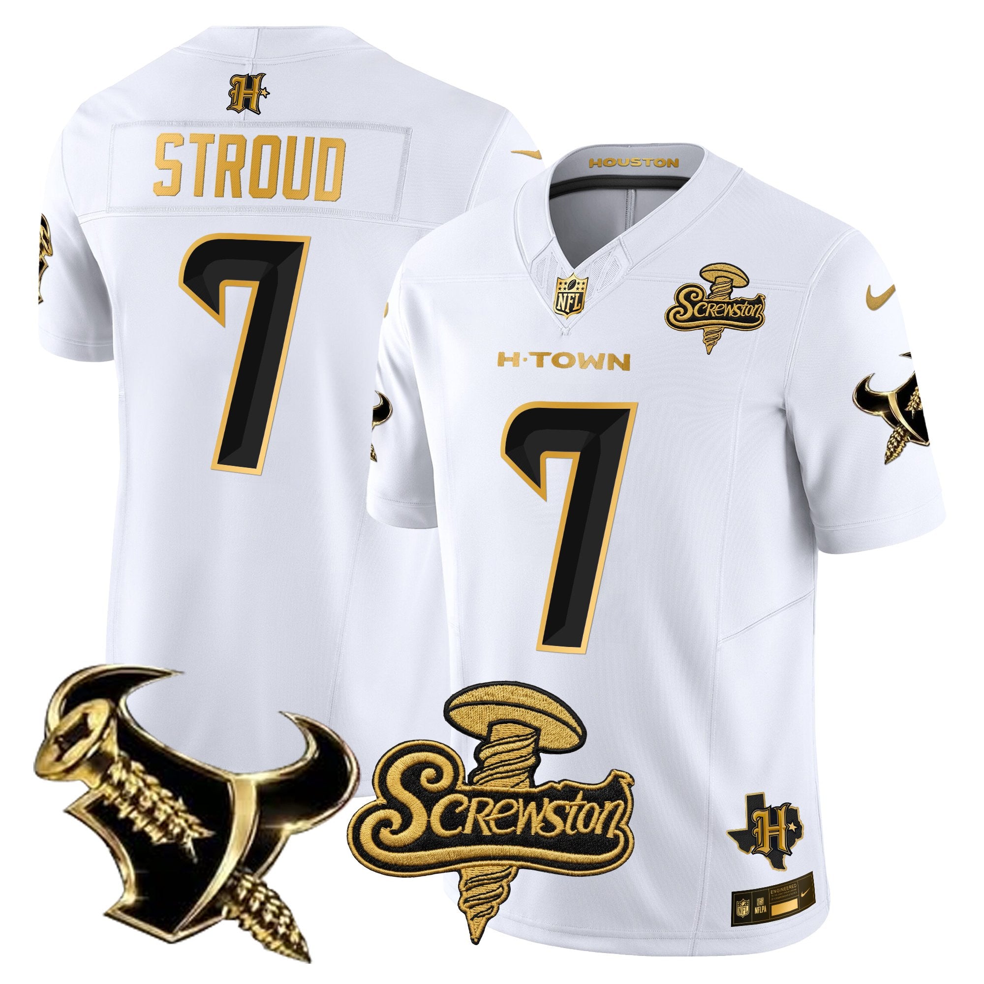Men's Houston Texans DJ Screw Gold Vapor Limited Jersey - All Stitched